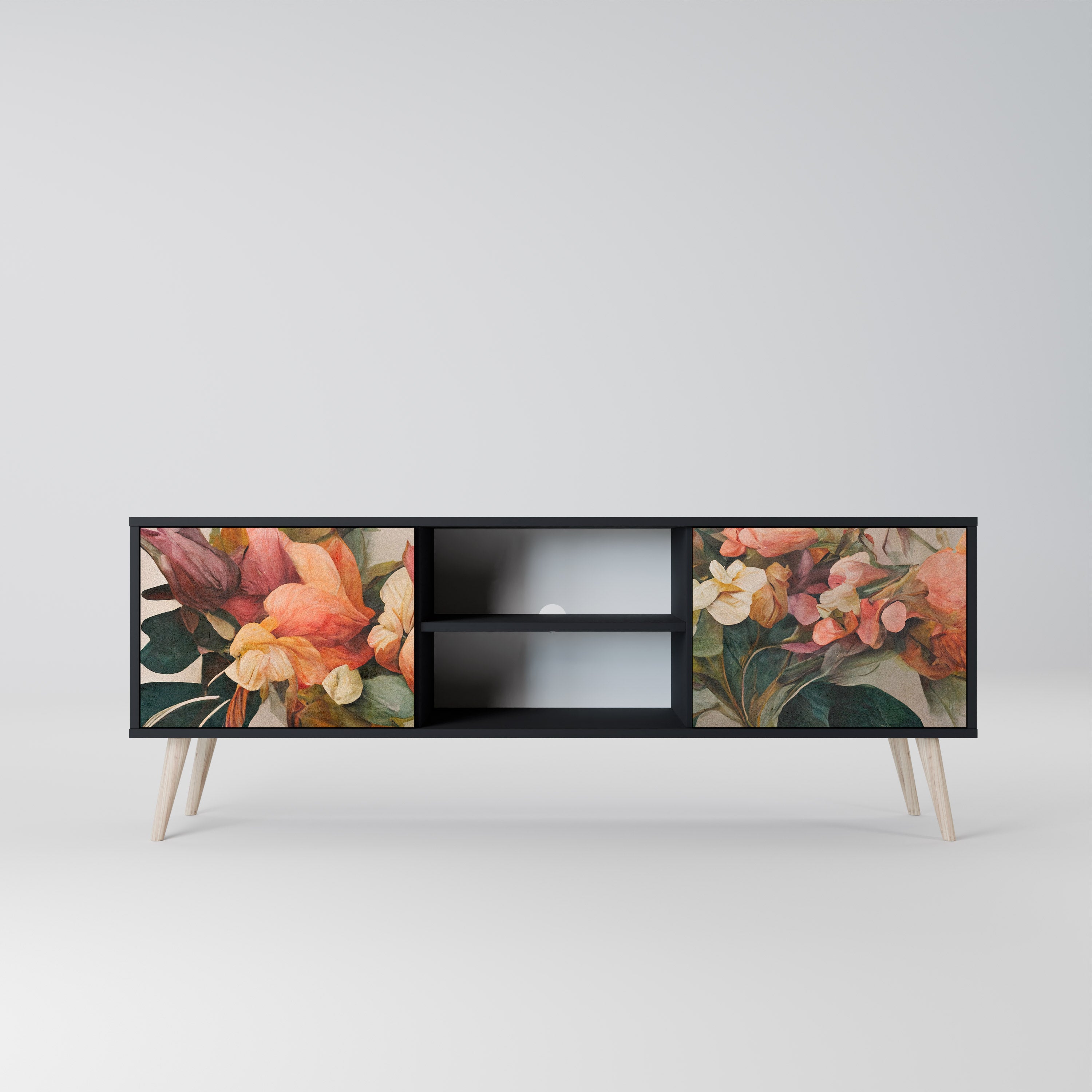 Mueble de TV de 2 puertas STYLISH BEAUTY con acabado negro