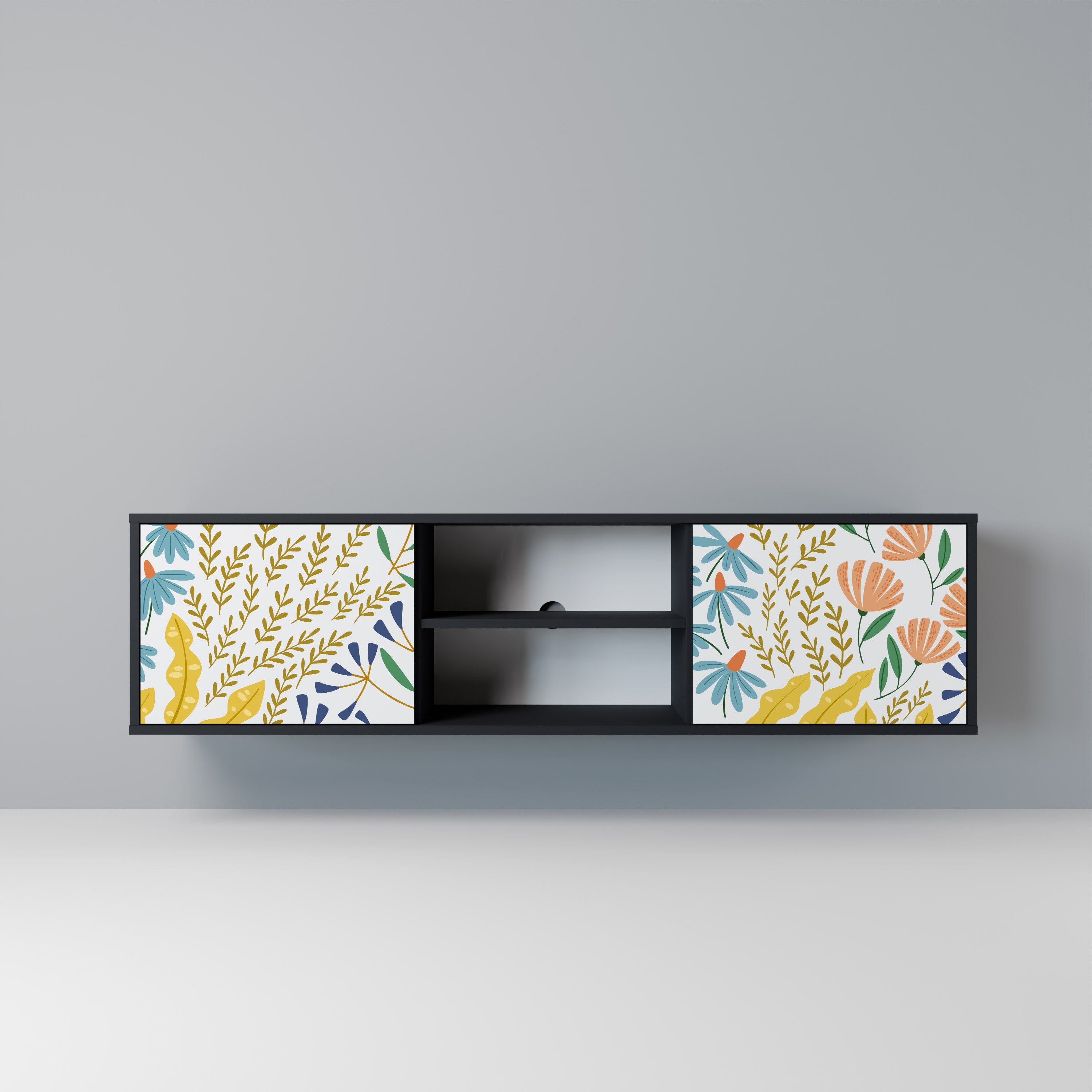 Mueble de TV de 2 puertas HELLO SPRING en acabado negro