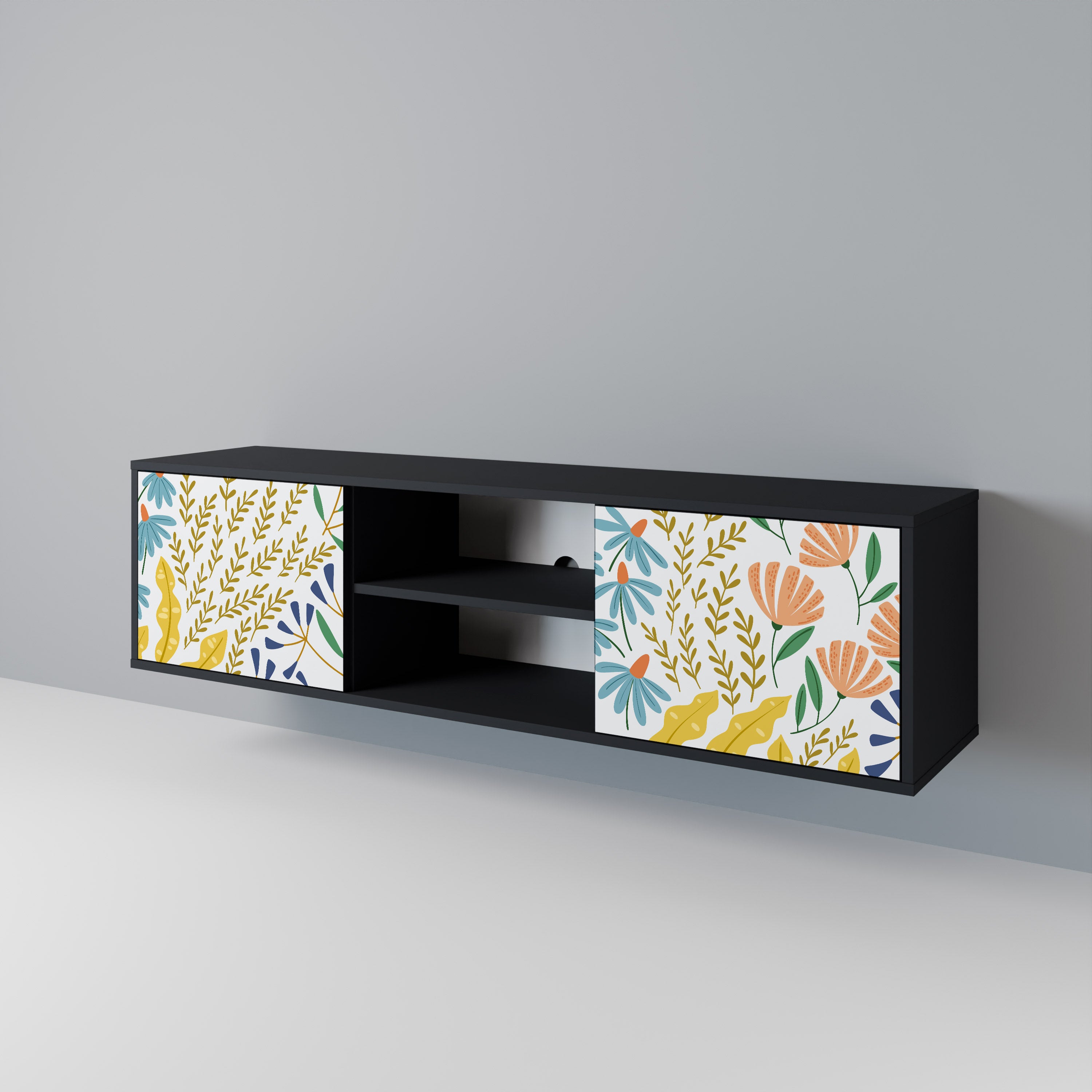 Mueble de TV de 2 puertas HELLO SPRING en acabado negro