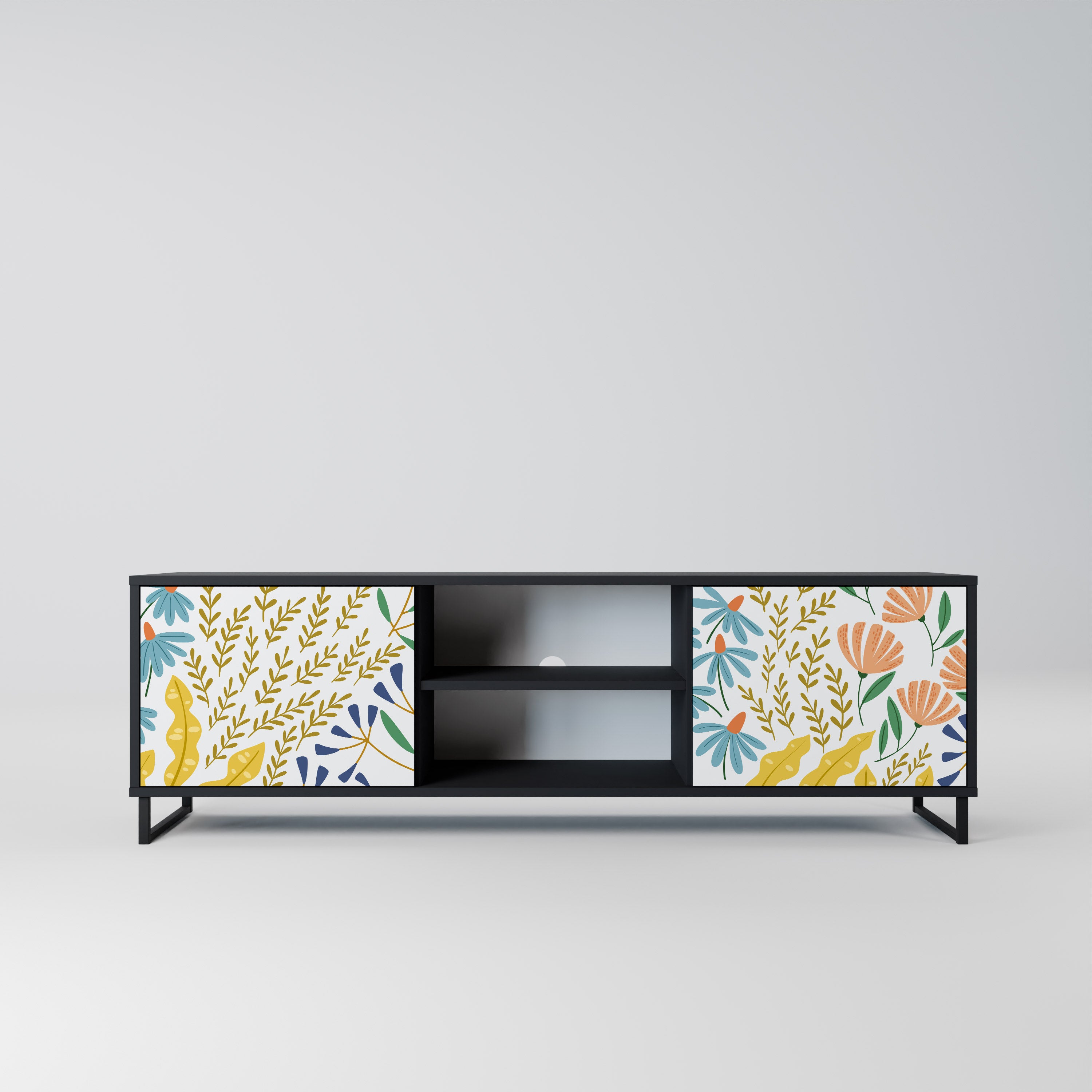 Mueble de TV de 2 puertas HELLO SPRING en acabado negro