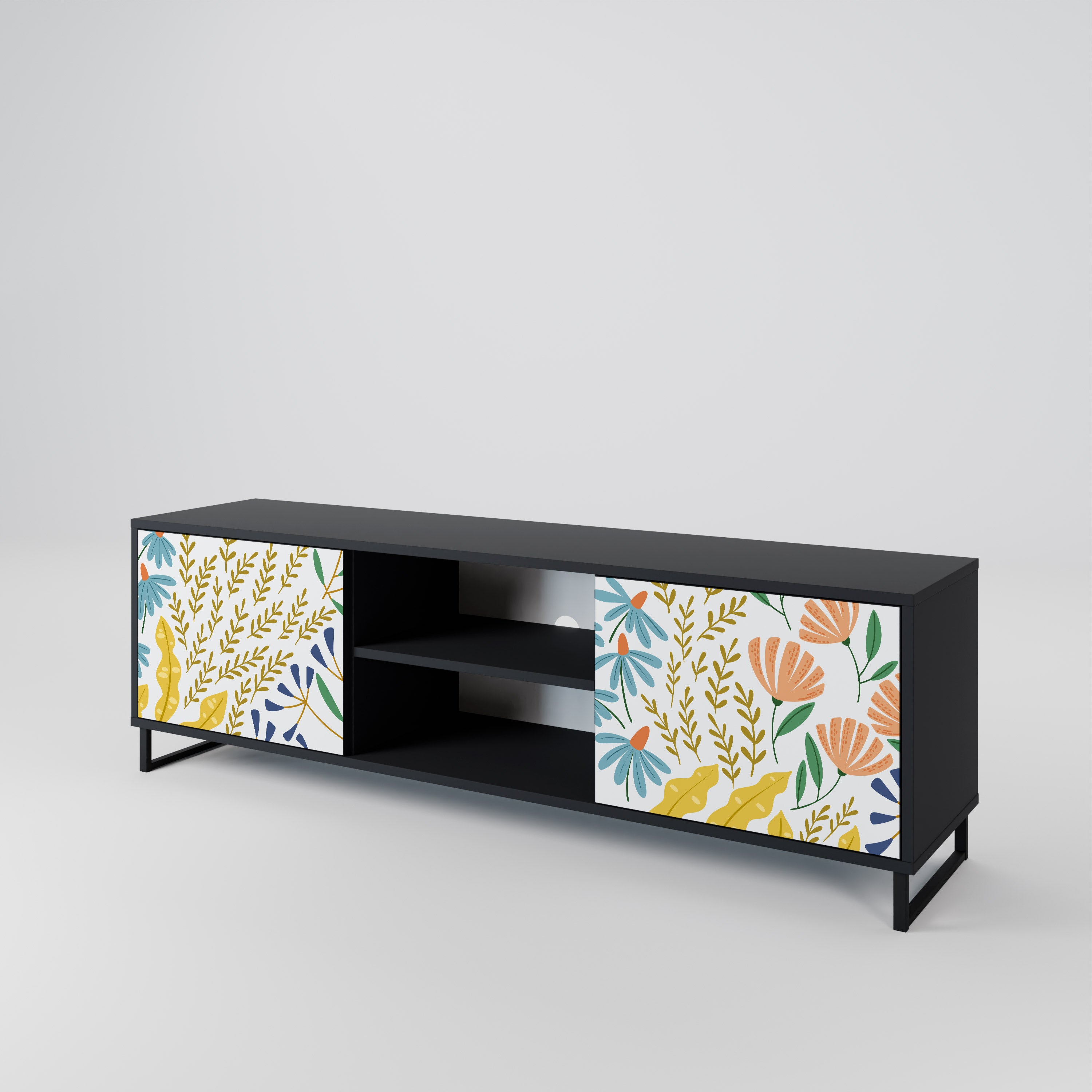 Mueble de TV de 2 puertas HELLO SPRING en acabado negro
