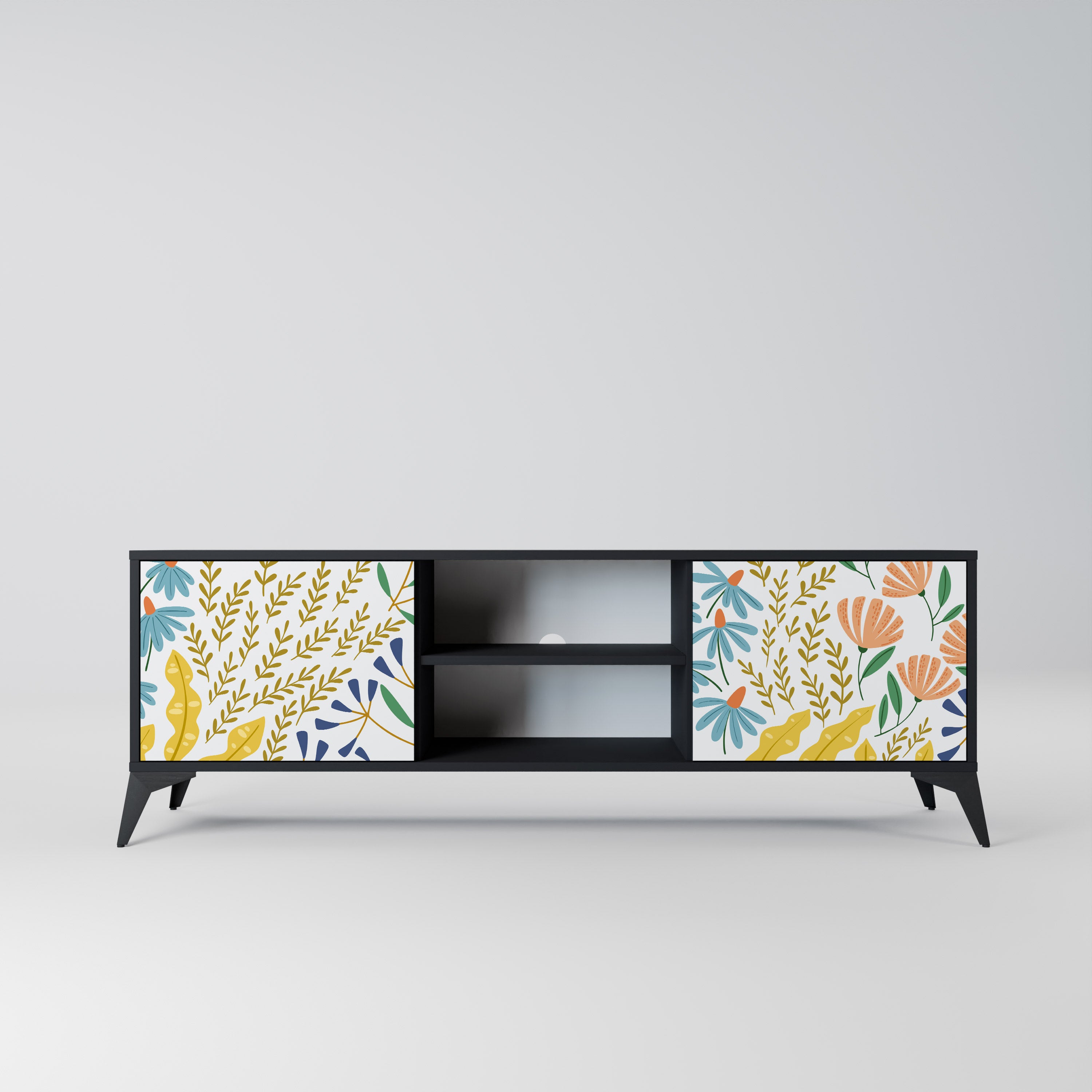 Mueble de TV de 2 puertas HELLO SPRING en acabado negro
