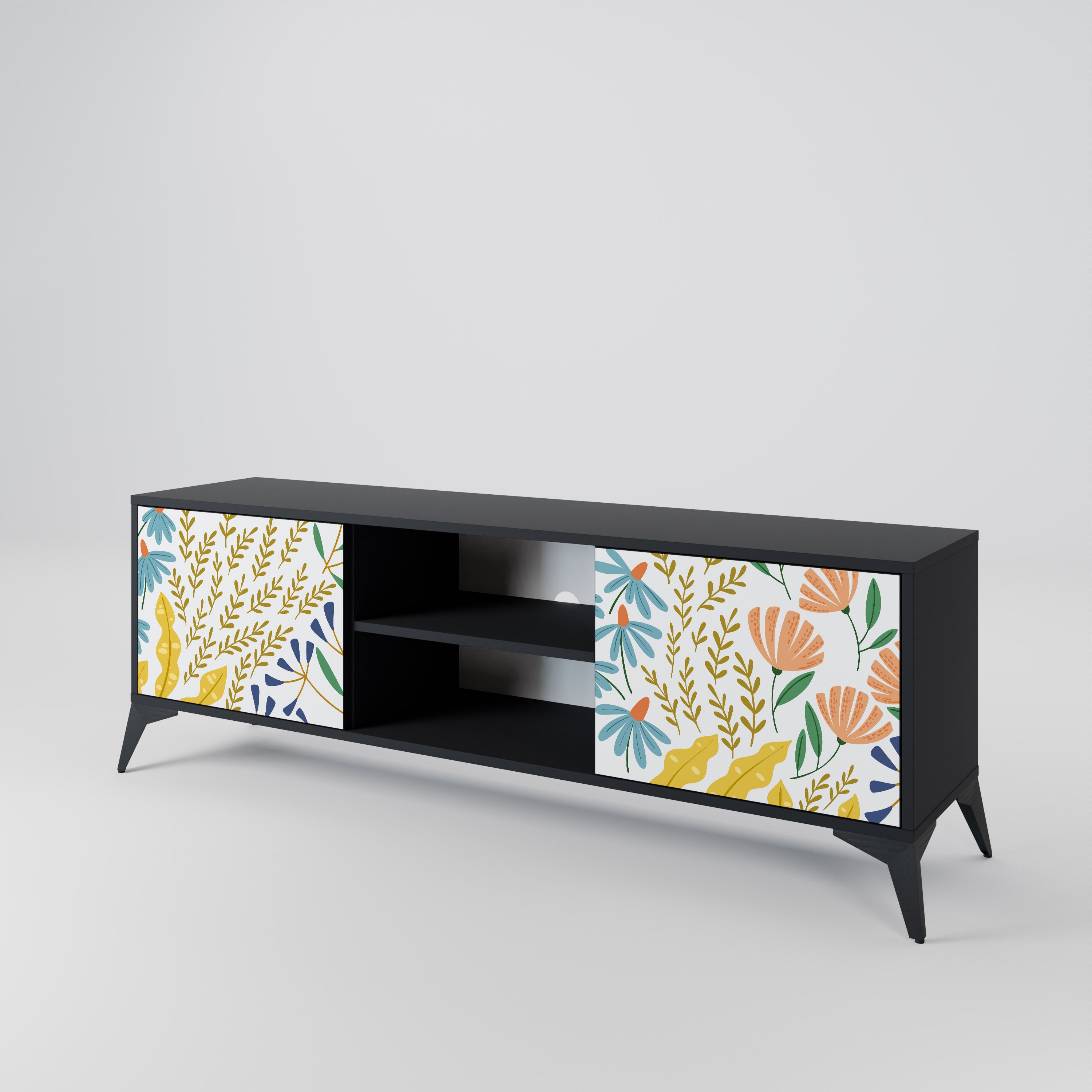 Mueble de TV de 2 puertas HELLO SPRING en acabado negro
