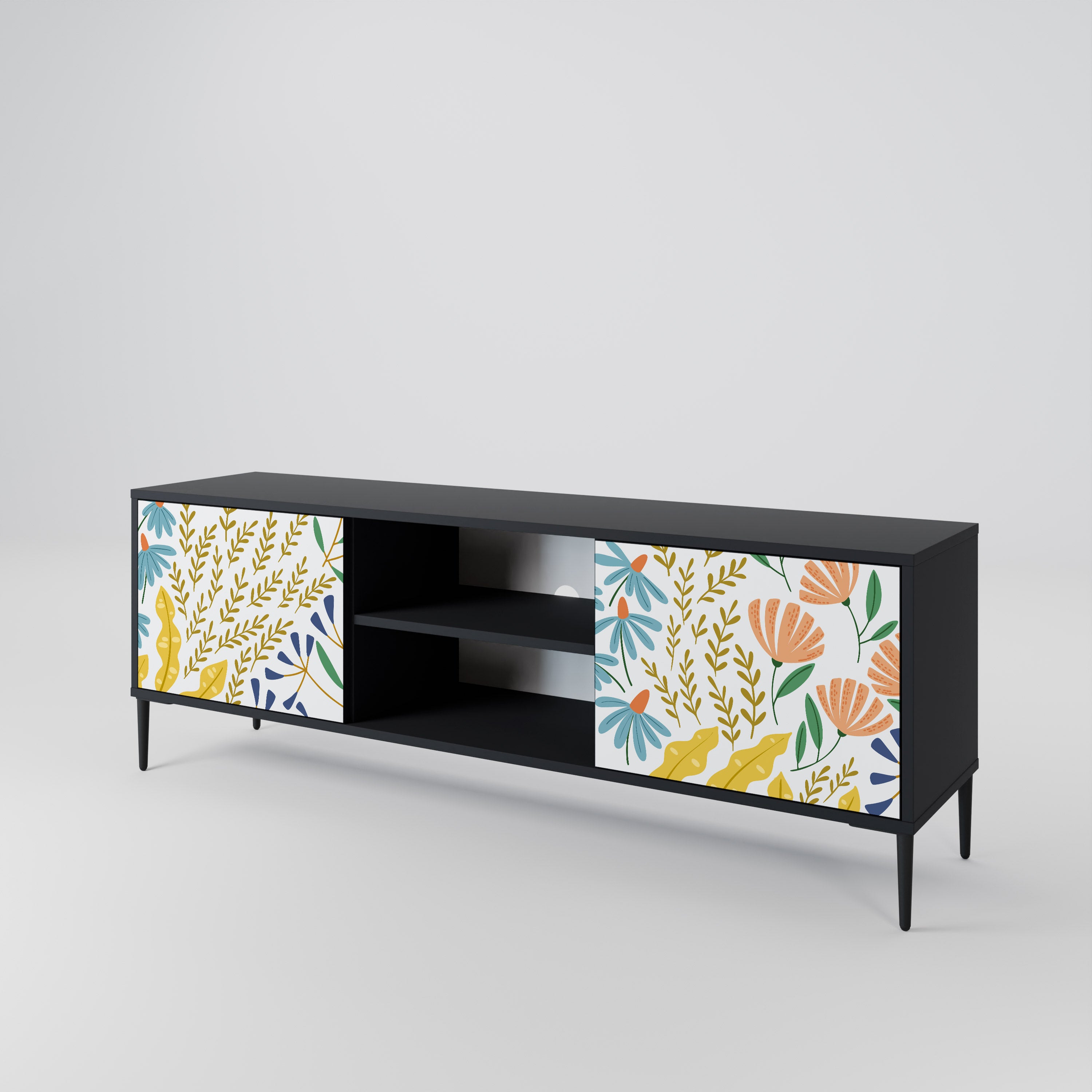Mueble de TV de 2 puertas HELLO SPRING en acabado negro