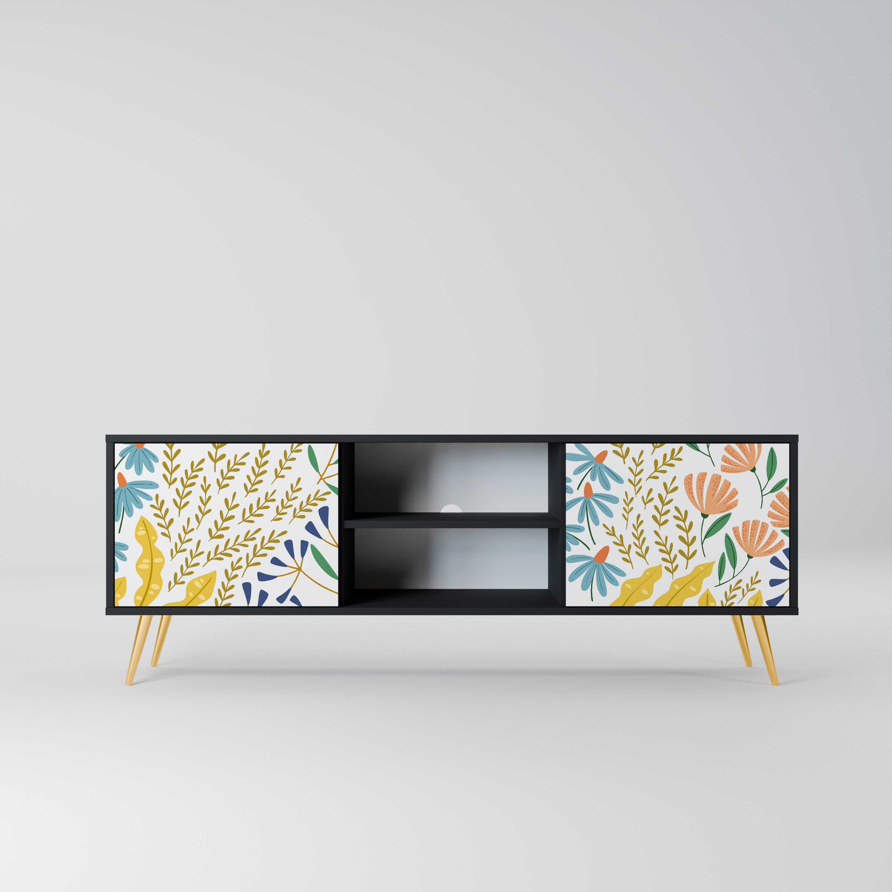 Mueble de TV de 2 puertas HELLO SPRING en acabado negro