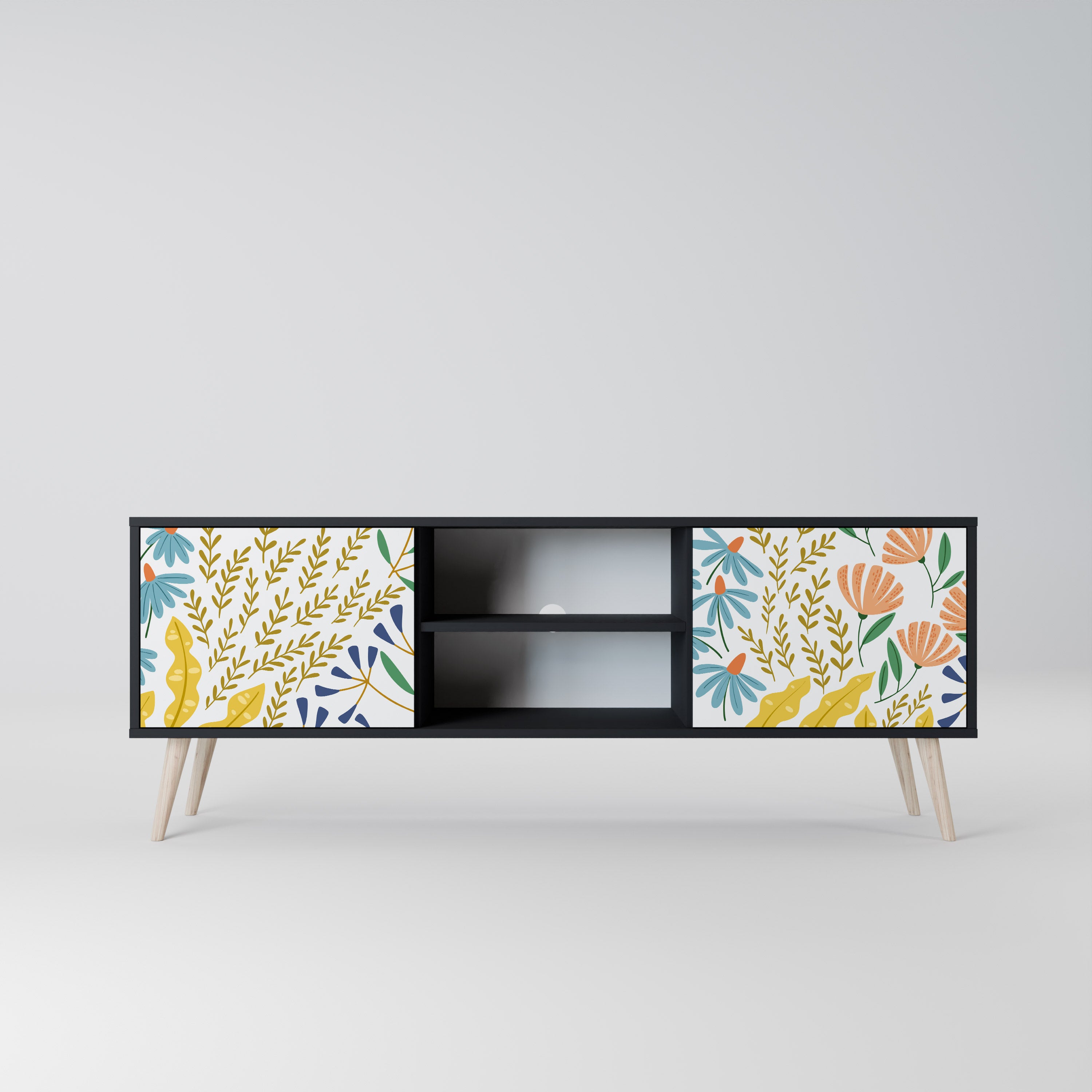 Mueble de TV de 2 puertas HELLO SPRING en acabado negro