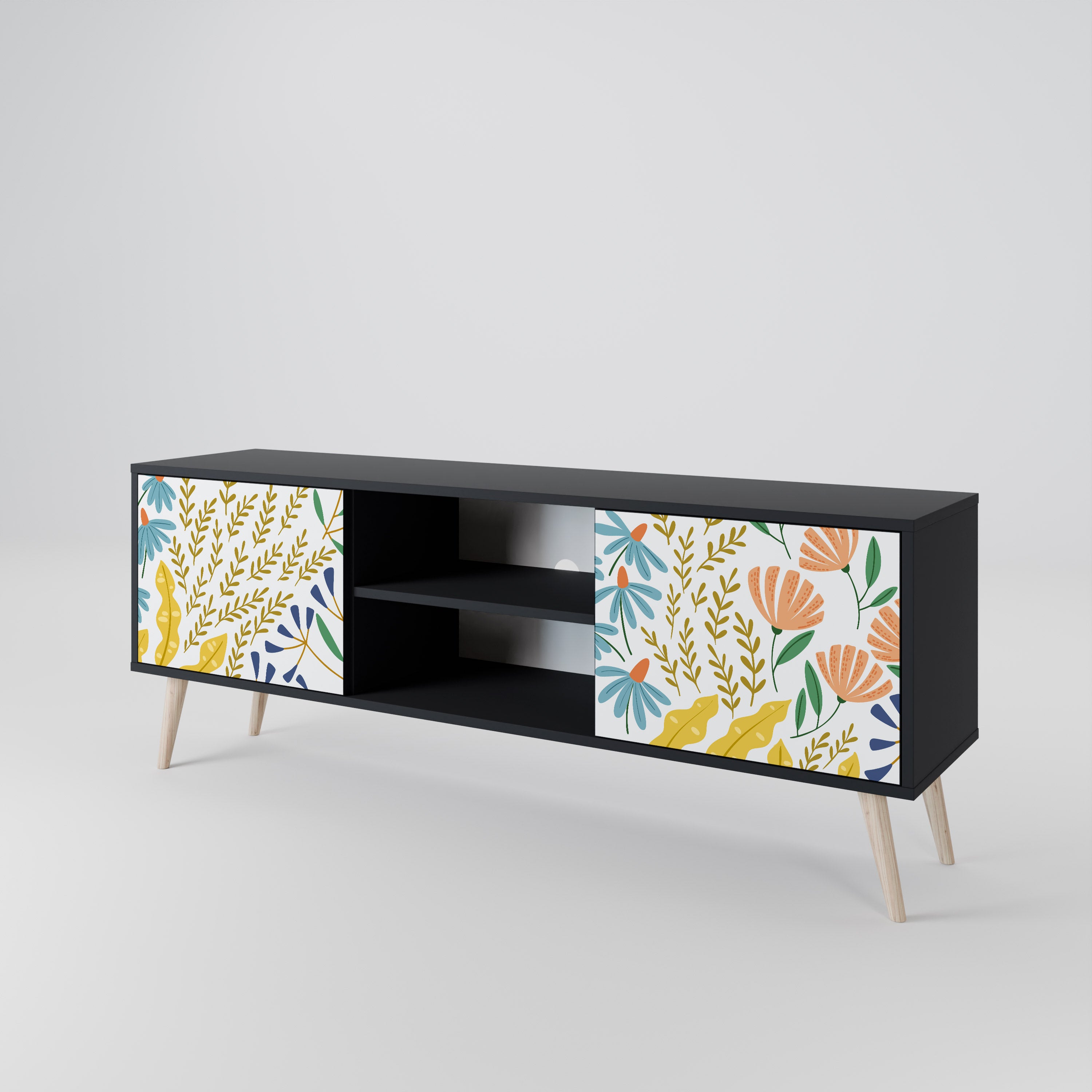 Mueble de TV de 2 puertas HELLO SPRING en acabado negro