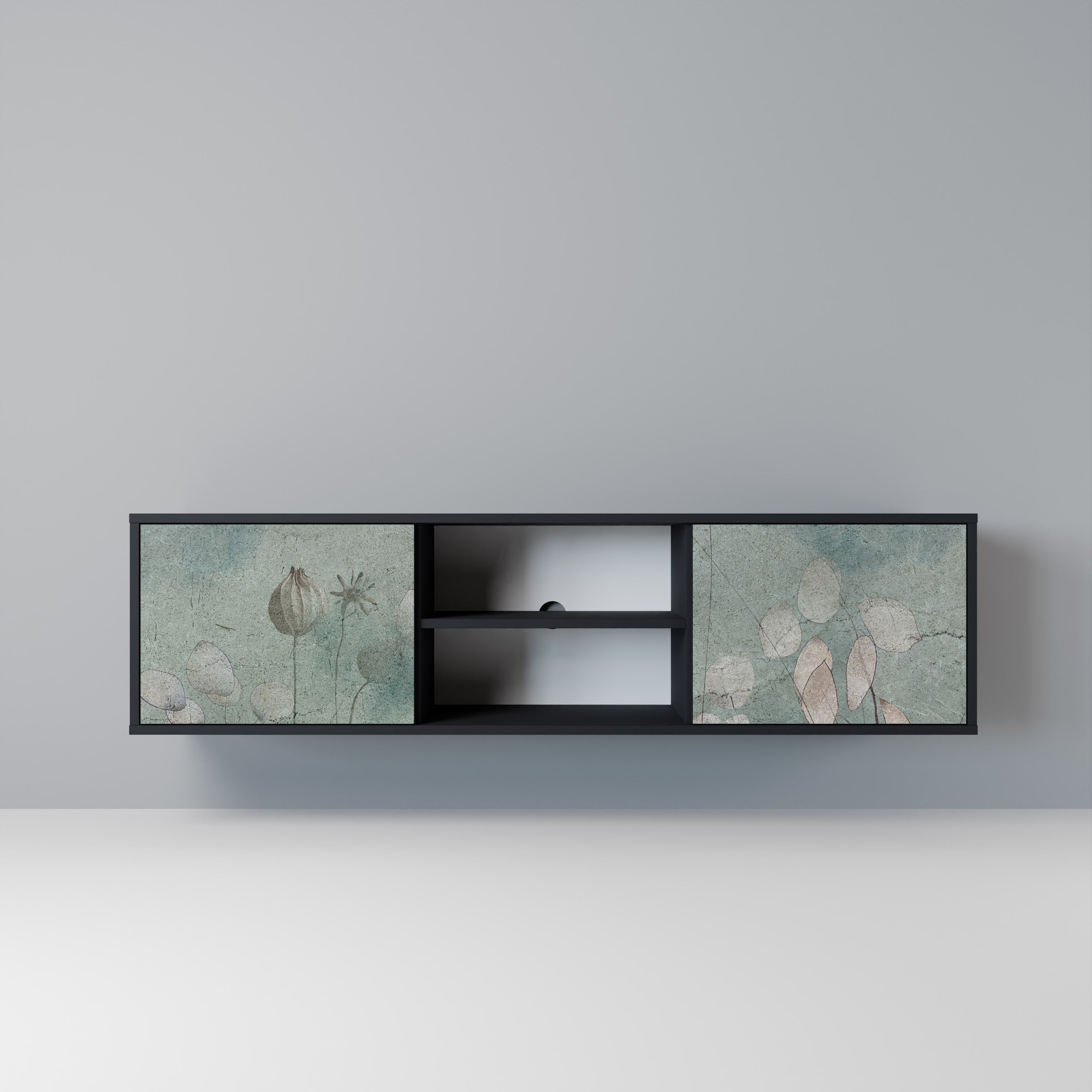 Mueble de TV NIGHT LADY de 2 puertas con acabado negro