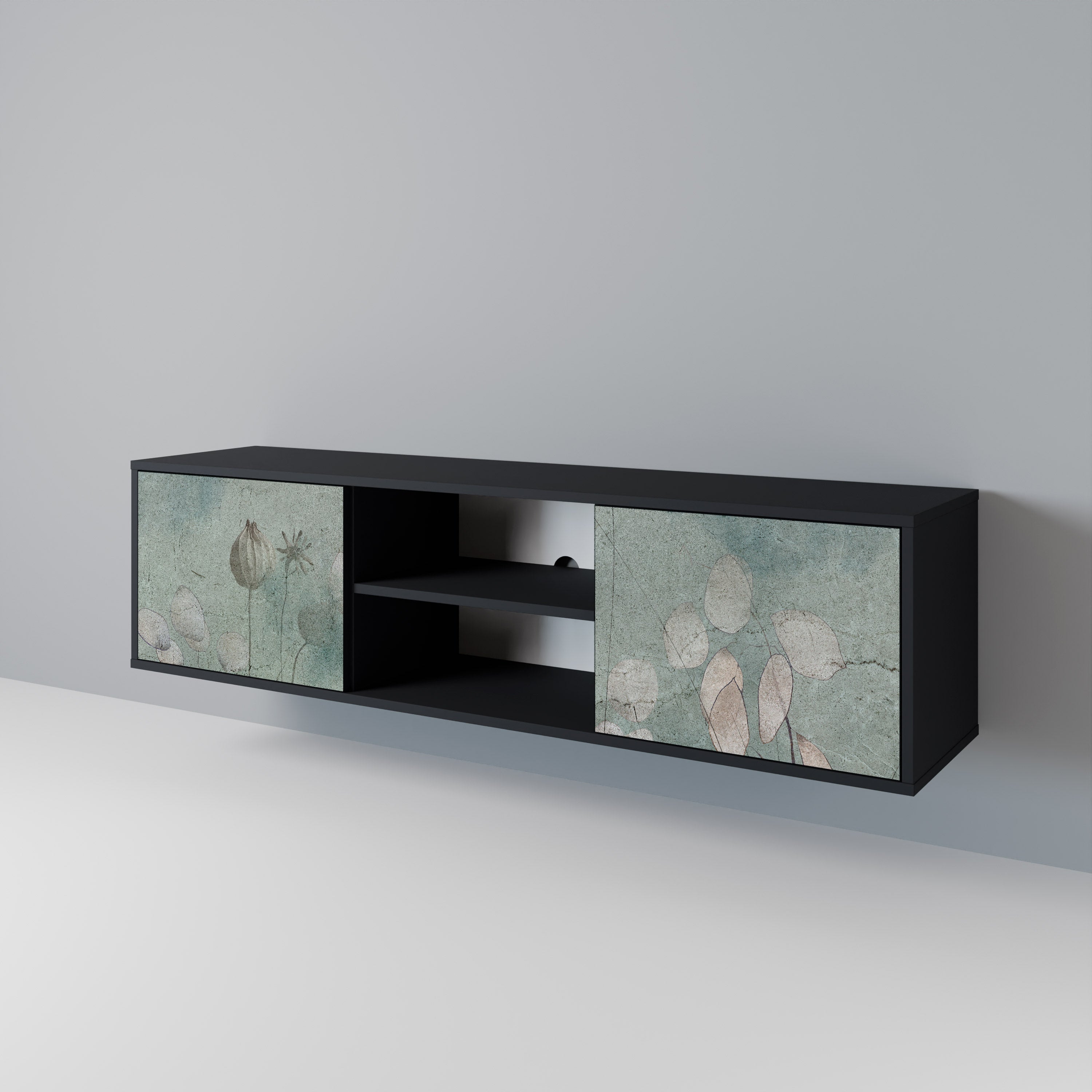 Mueble de TV NIGHT LADY de 2 puertas con acabado negro