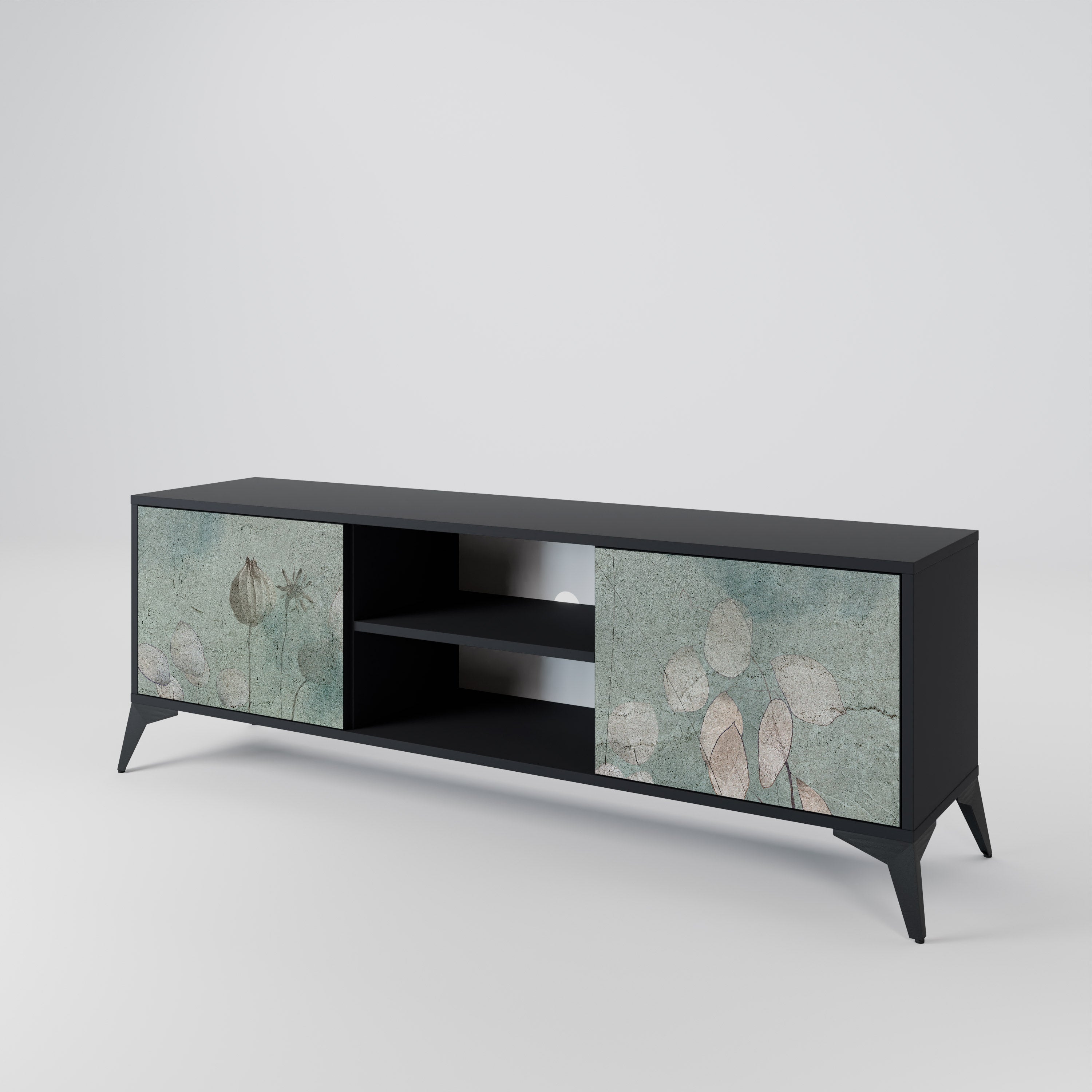 Mueble de TV NIGHT LADY de 2 puertas con acabado negro