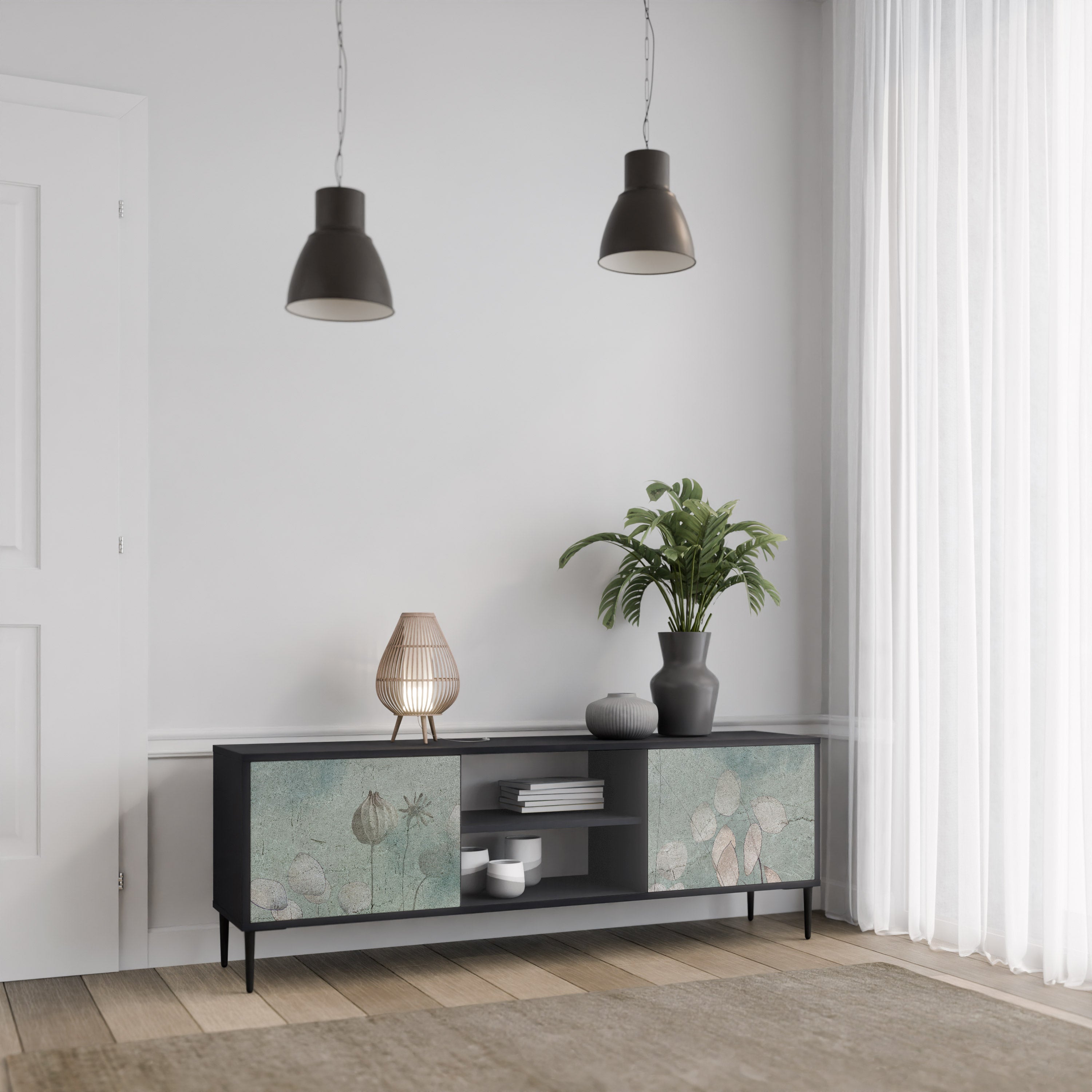 Mueble de TV NIGHT LADY de 2 puertas con acabado negro