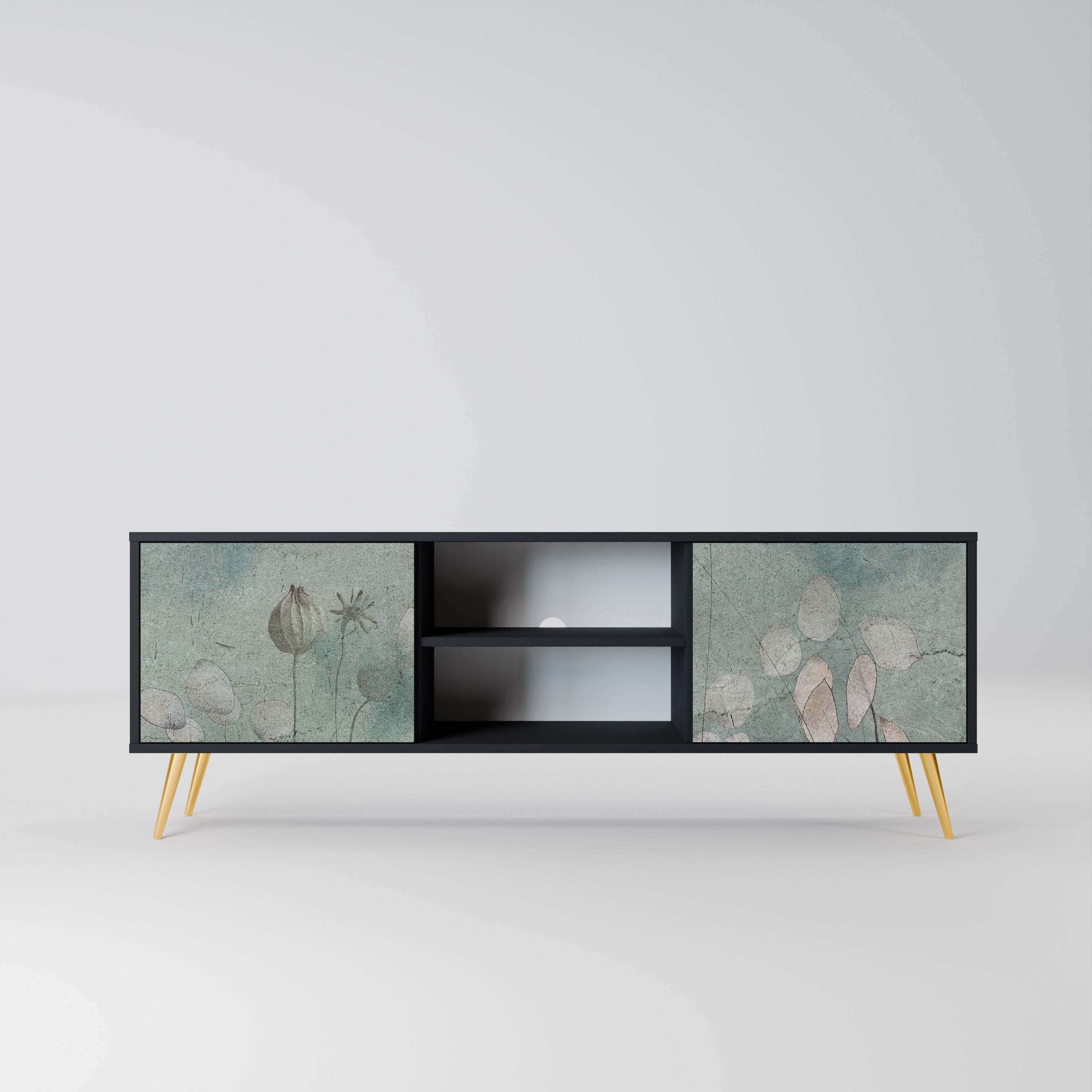 Mueble de TV NIGHT LADY de 2 puertas con acabado negro