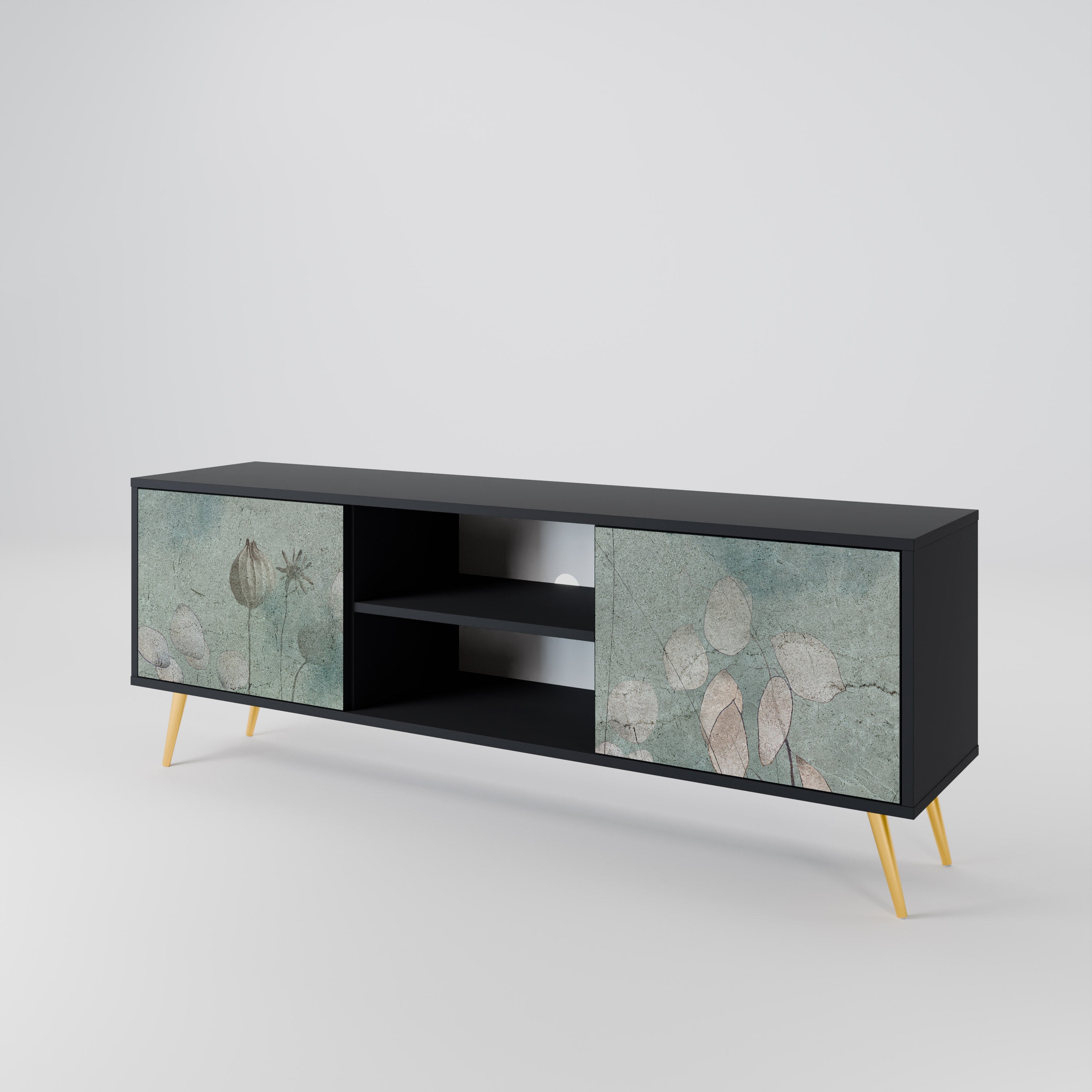 Mueble de TV NIGHT LADY de 2 puertas con acabado negro