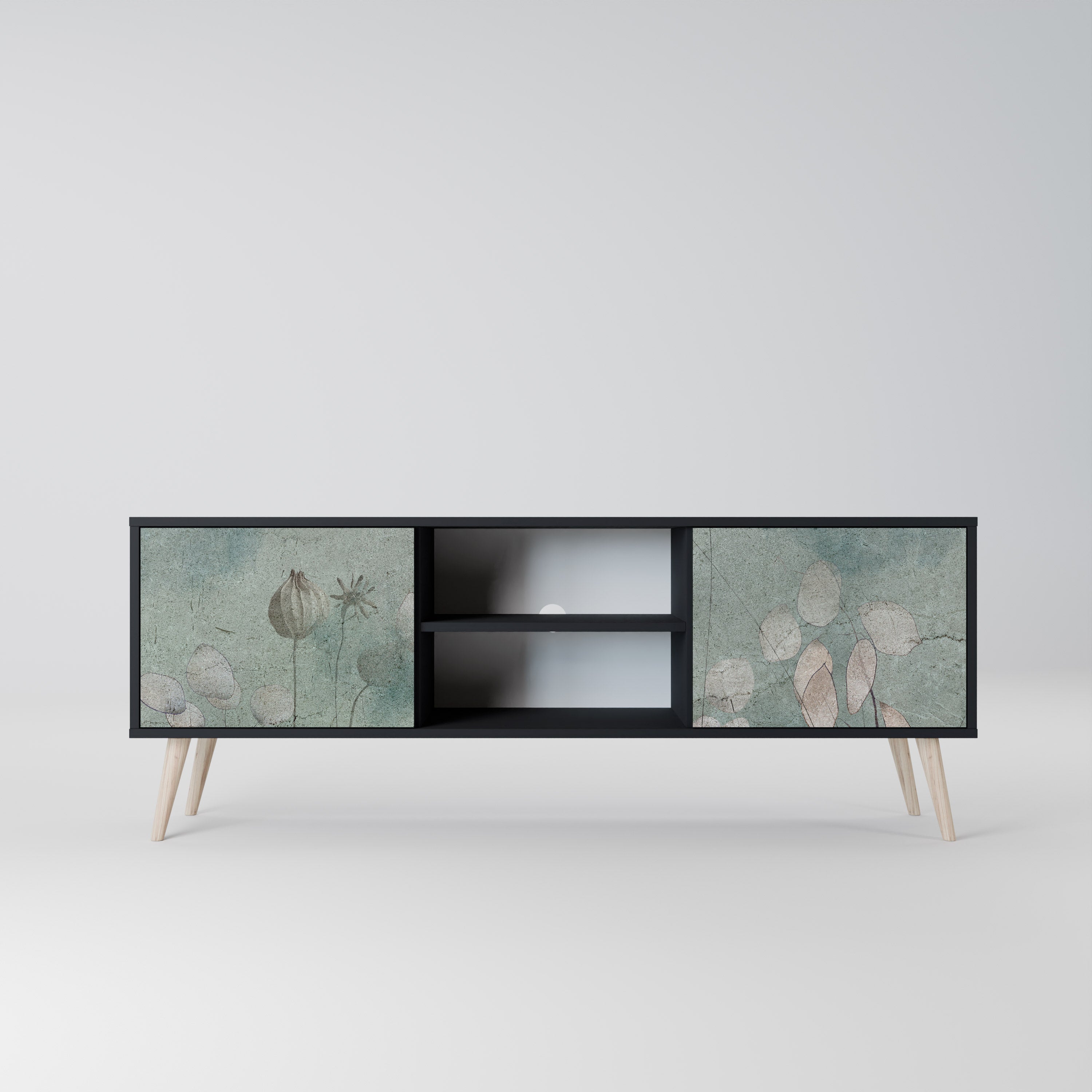 Mueble de TV NIGHT LADY de 2 puertas con acabado negro