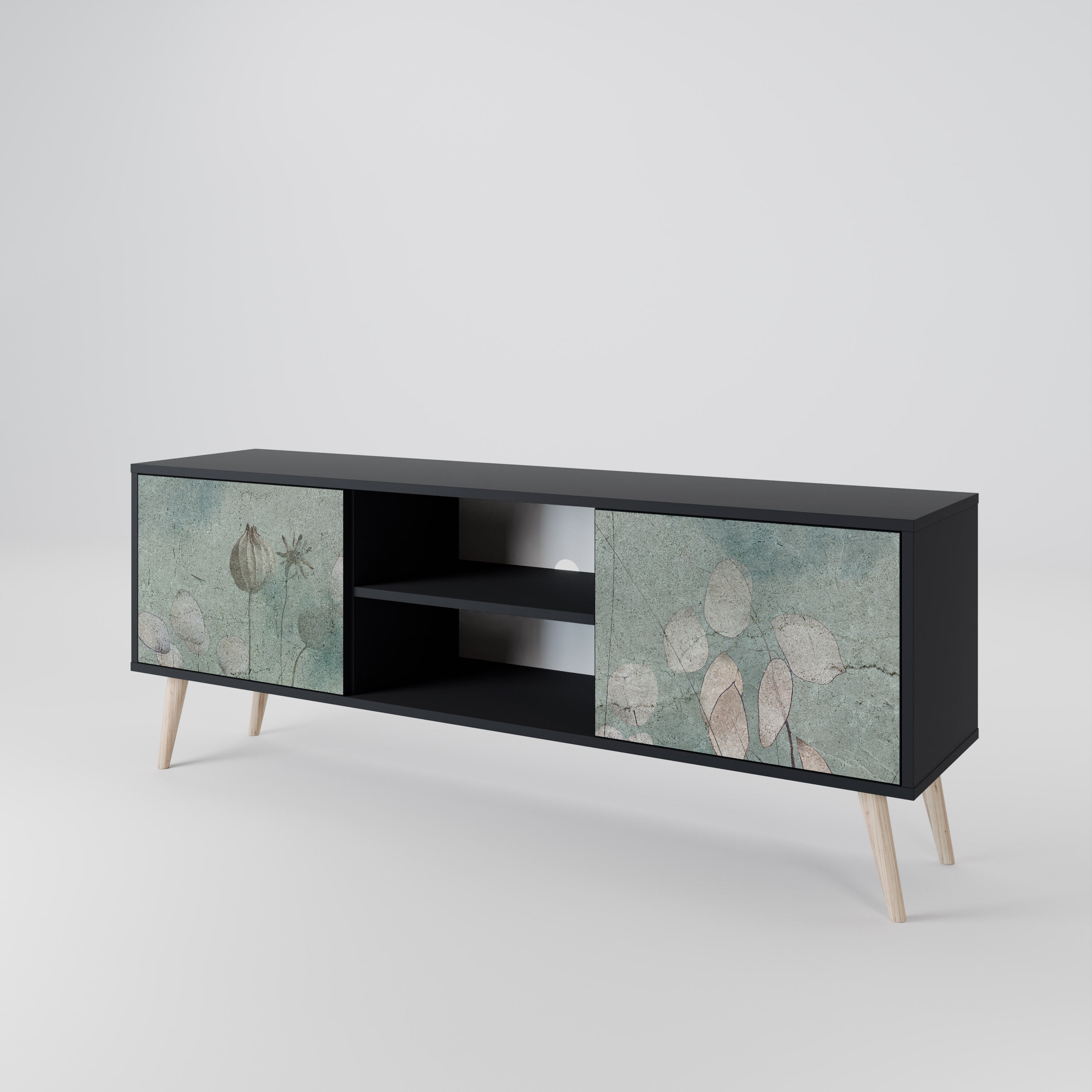 Mueble de TV NIGHT LADY de 2 puertas con acabado negro