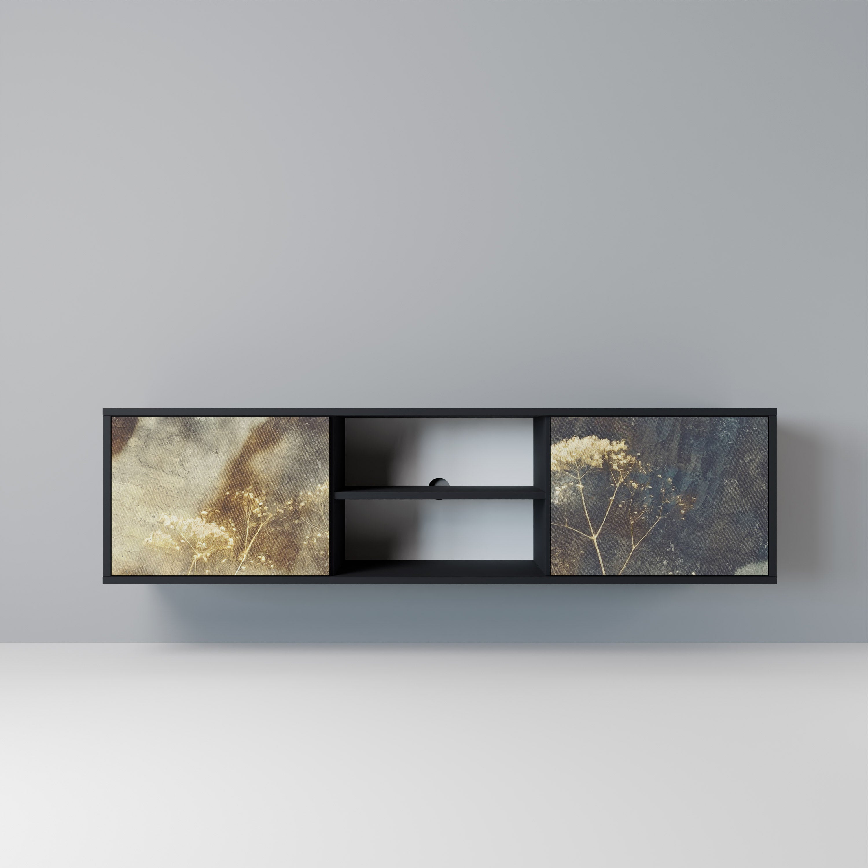 Mueble para TV GENTLE POWER de 2 puertas con acabado negro