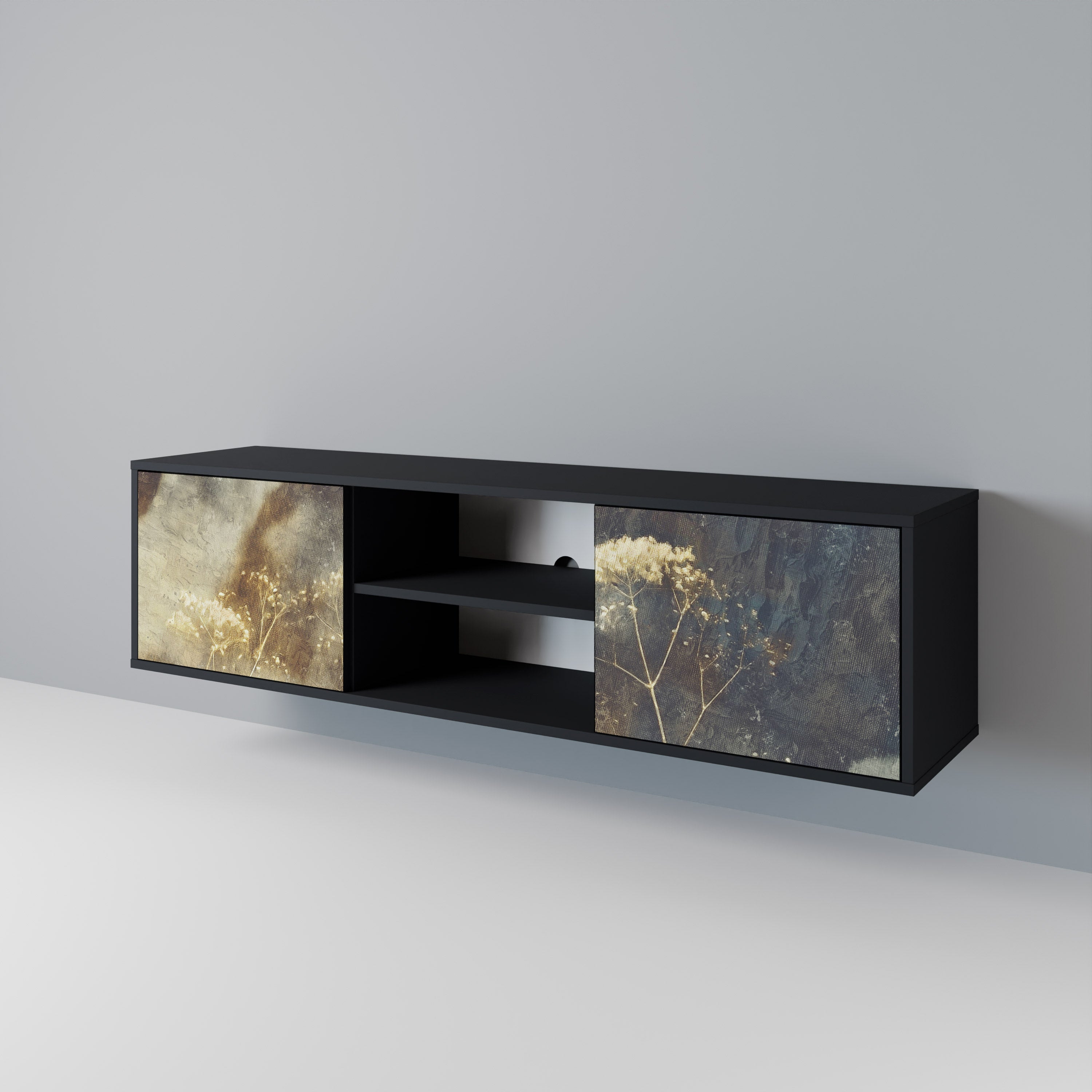 Mueble para TV GENTLE POWER de 2 puertas con acabado negro