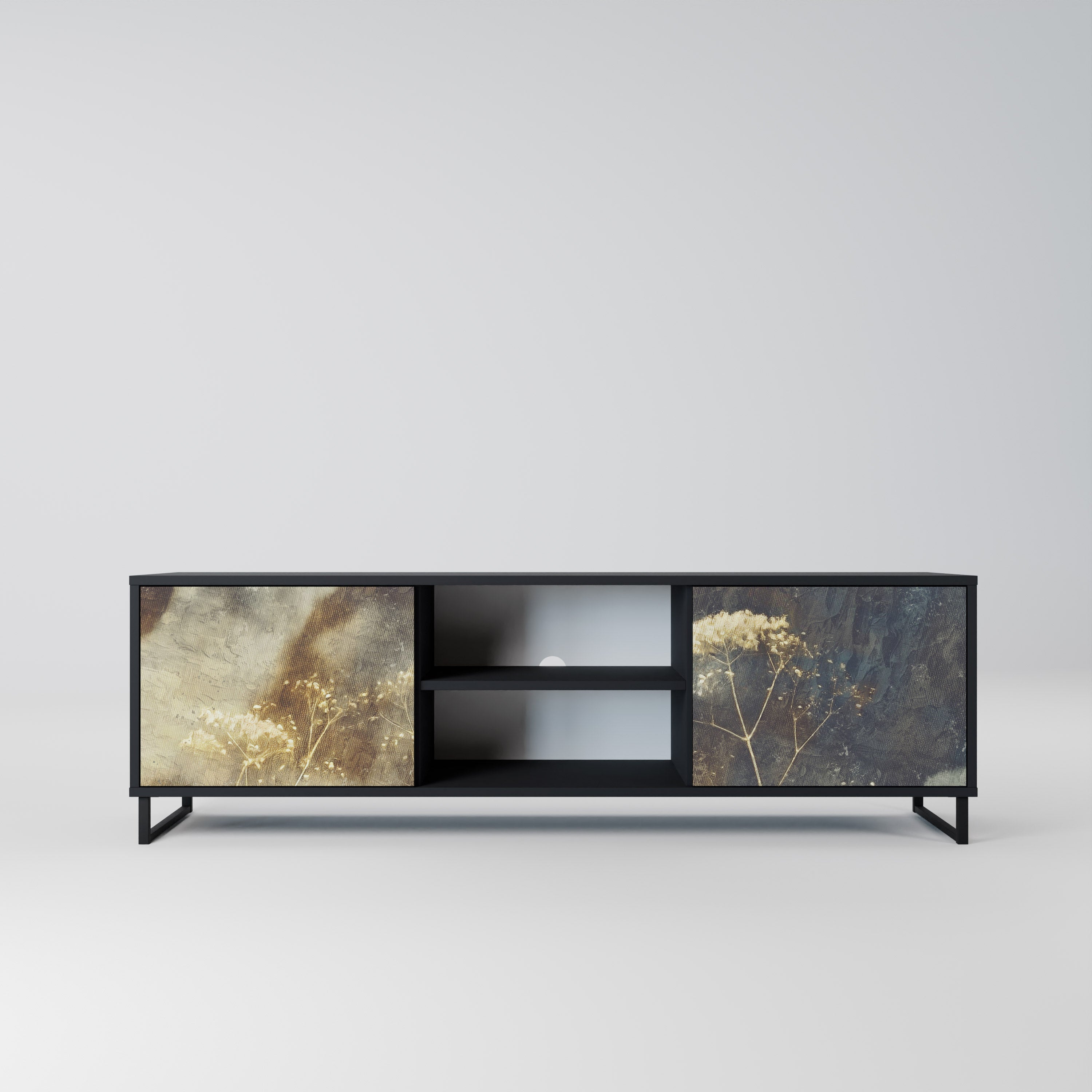 Mueble para TV GENTLE POWER de 2 puertas con acabado negro
