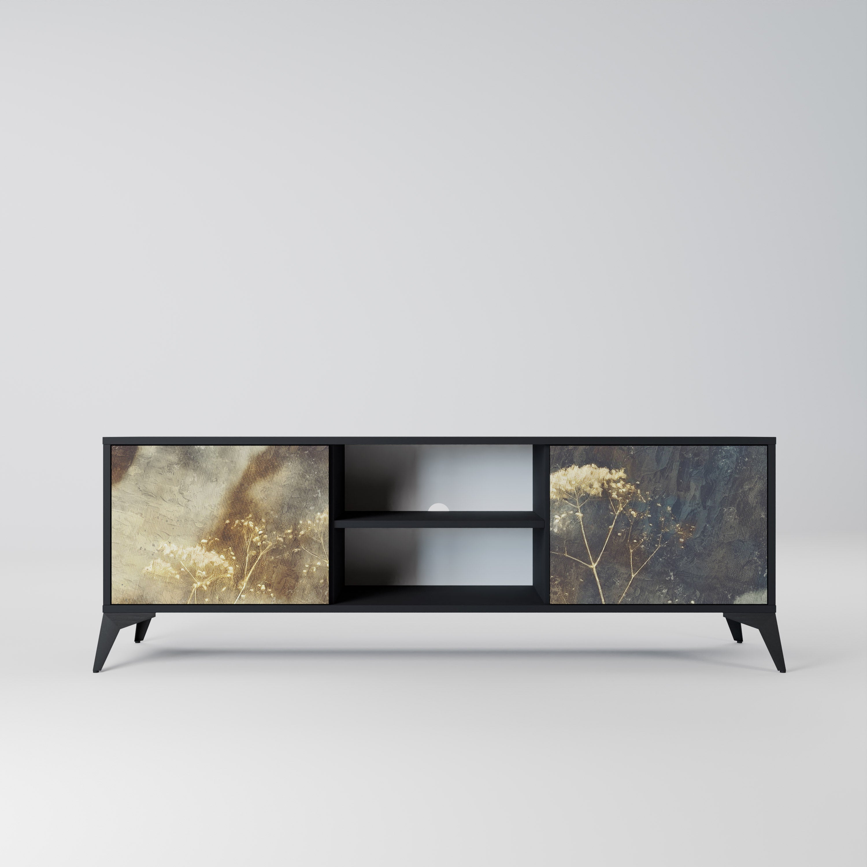 Mueble para TV GENTLE POWER de 2 puertas con acabado negro
