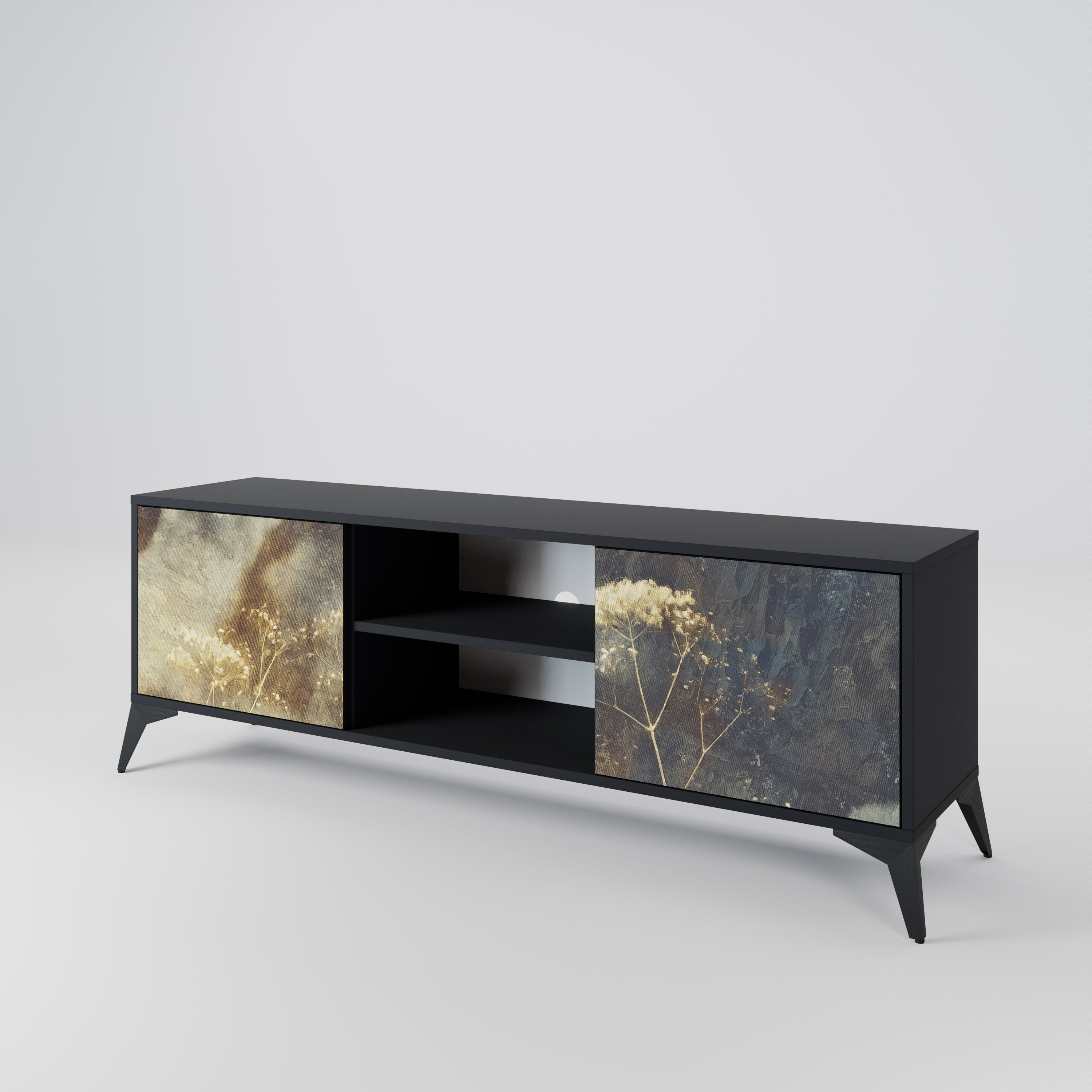 Mueble para TV GENTLE POWER de 2 puertas con acabado negro