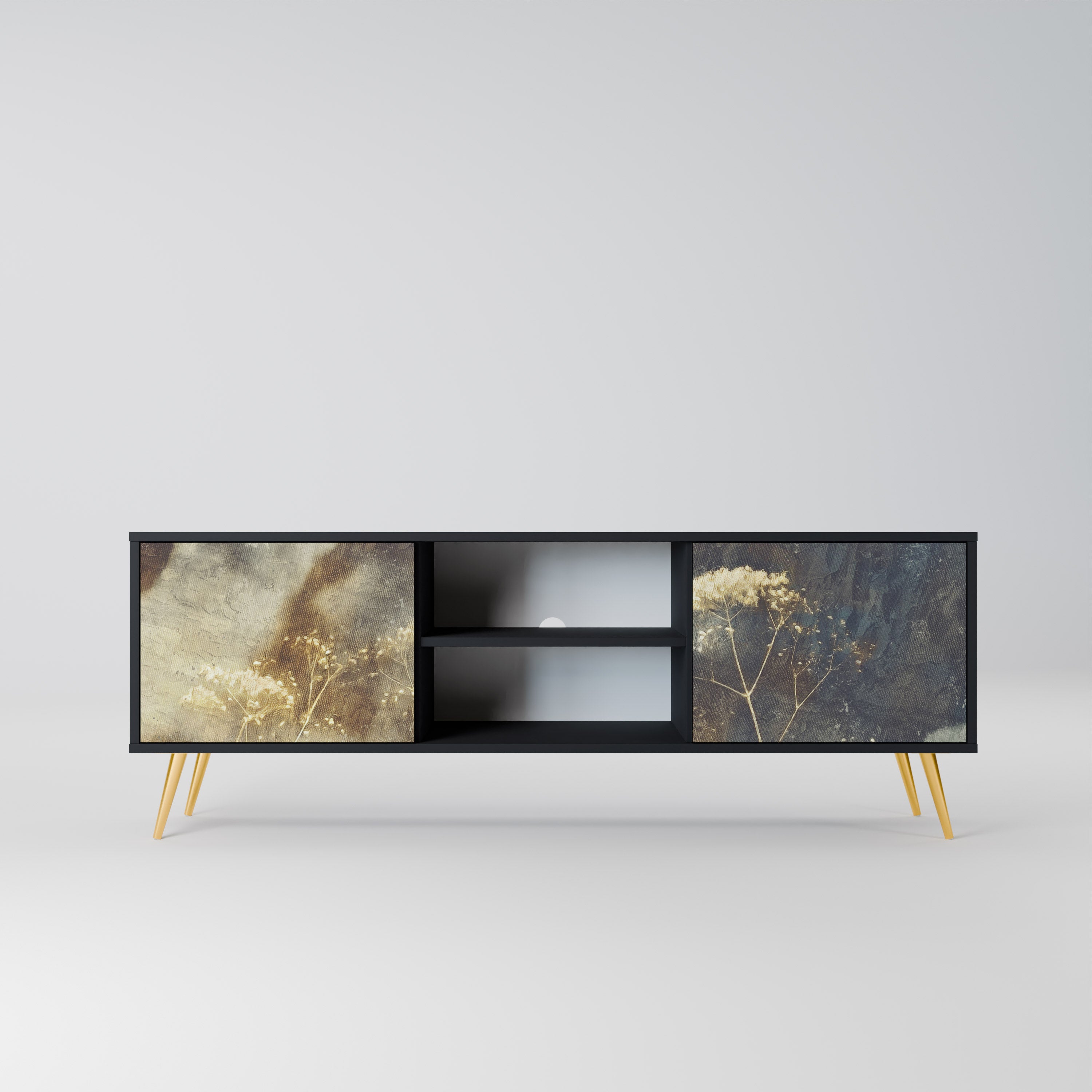 Mueble para TV GENTLE POWER de 2 puertas con acabado negro