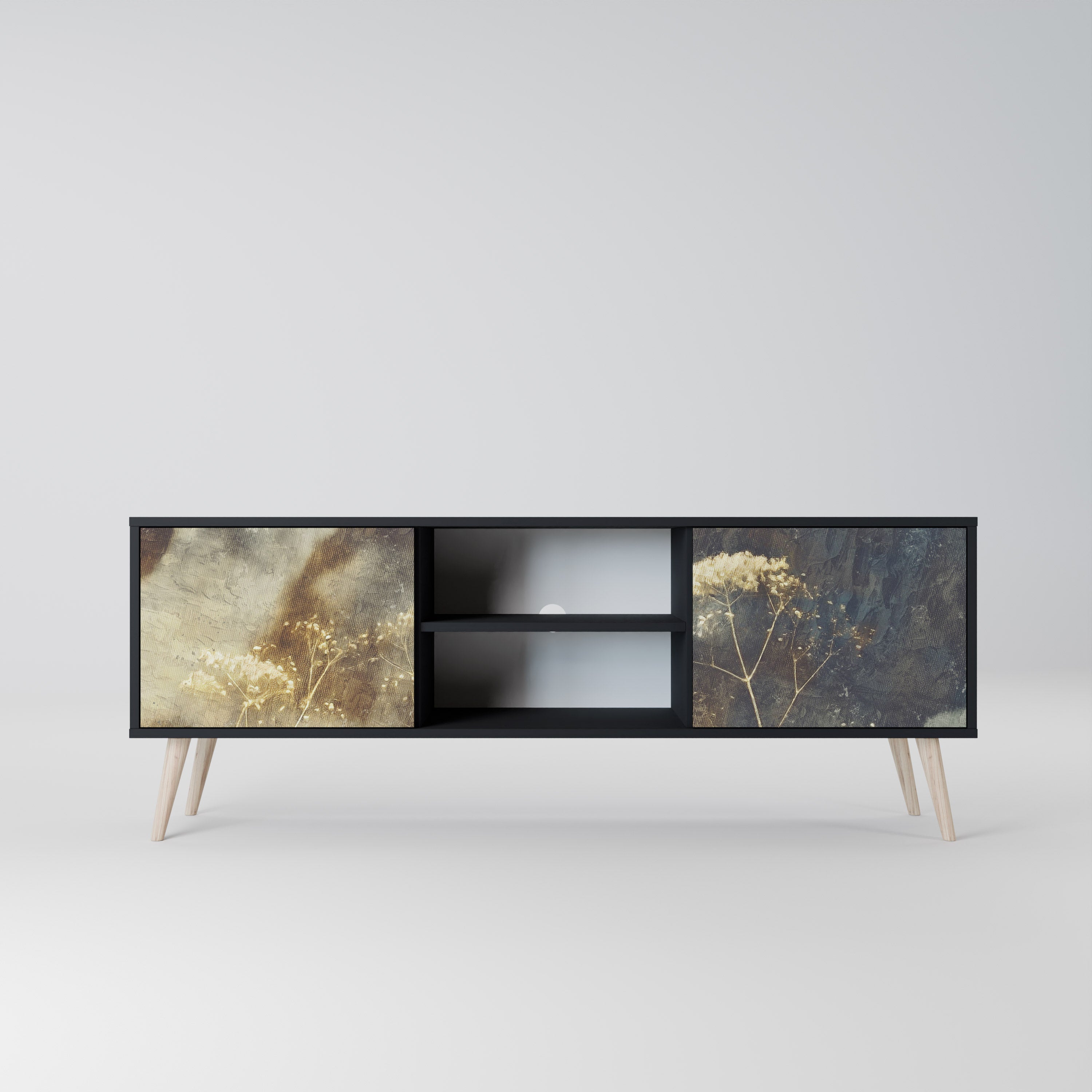 Mueble para TV GENTLE POWER de 2 puertas con acabado negro