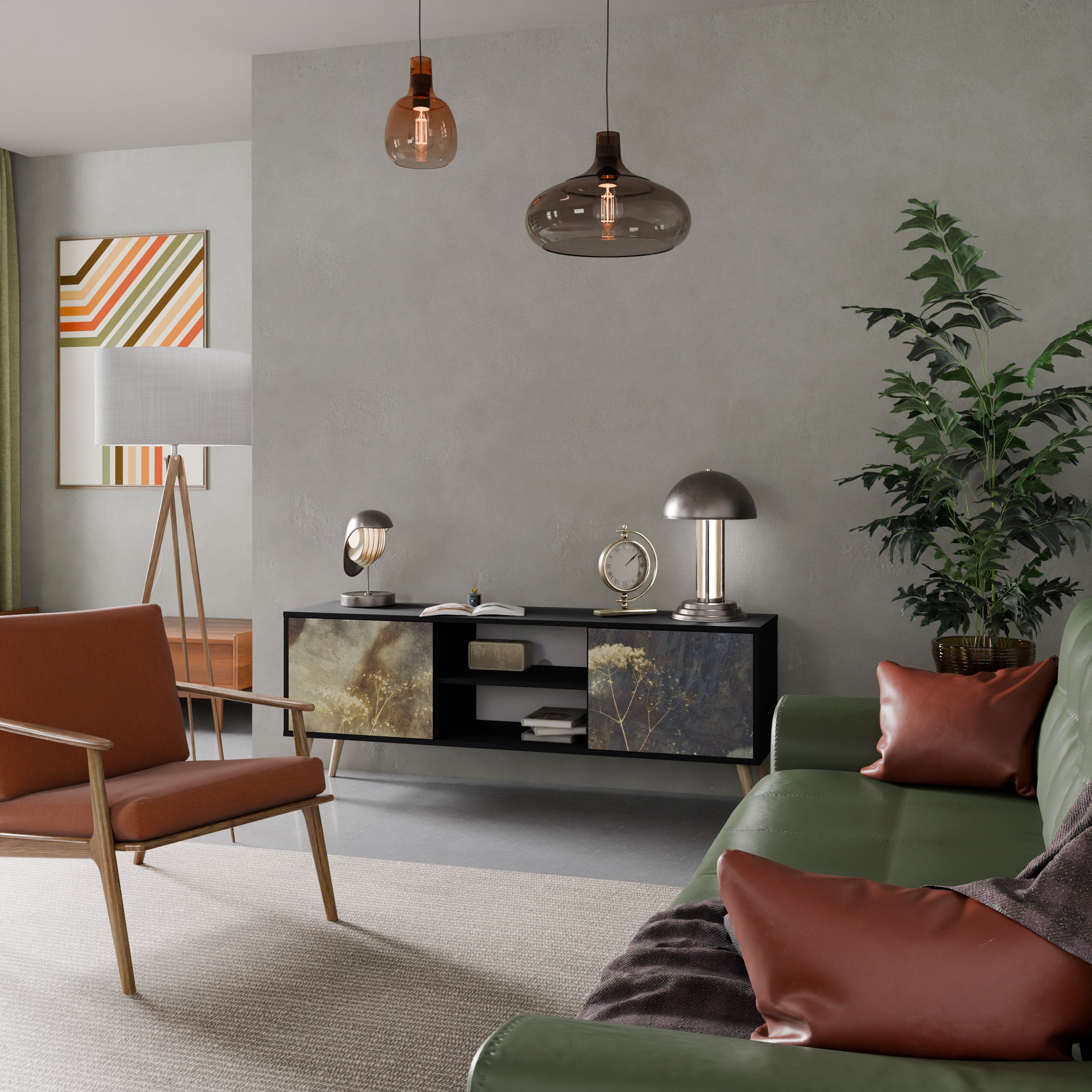 Mueble para TV GENTLE POWER de 2 puertas con acabado negro