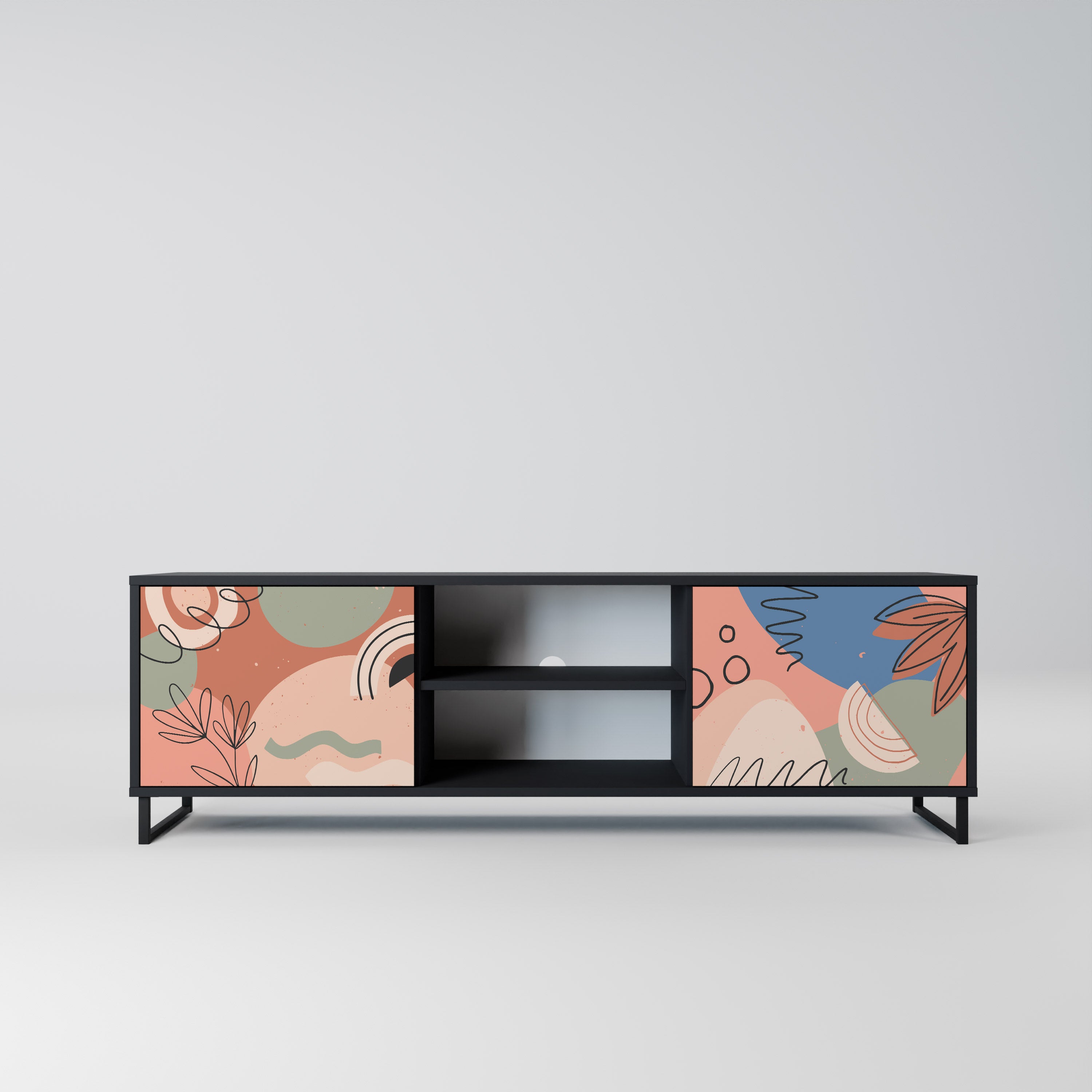 Mueble de TV PASTEL DESTINY de 2 puertas con acabado negro