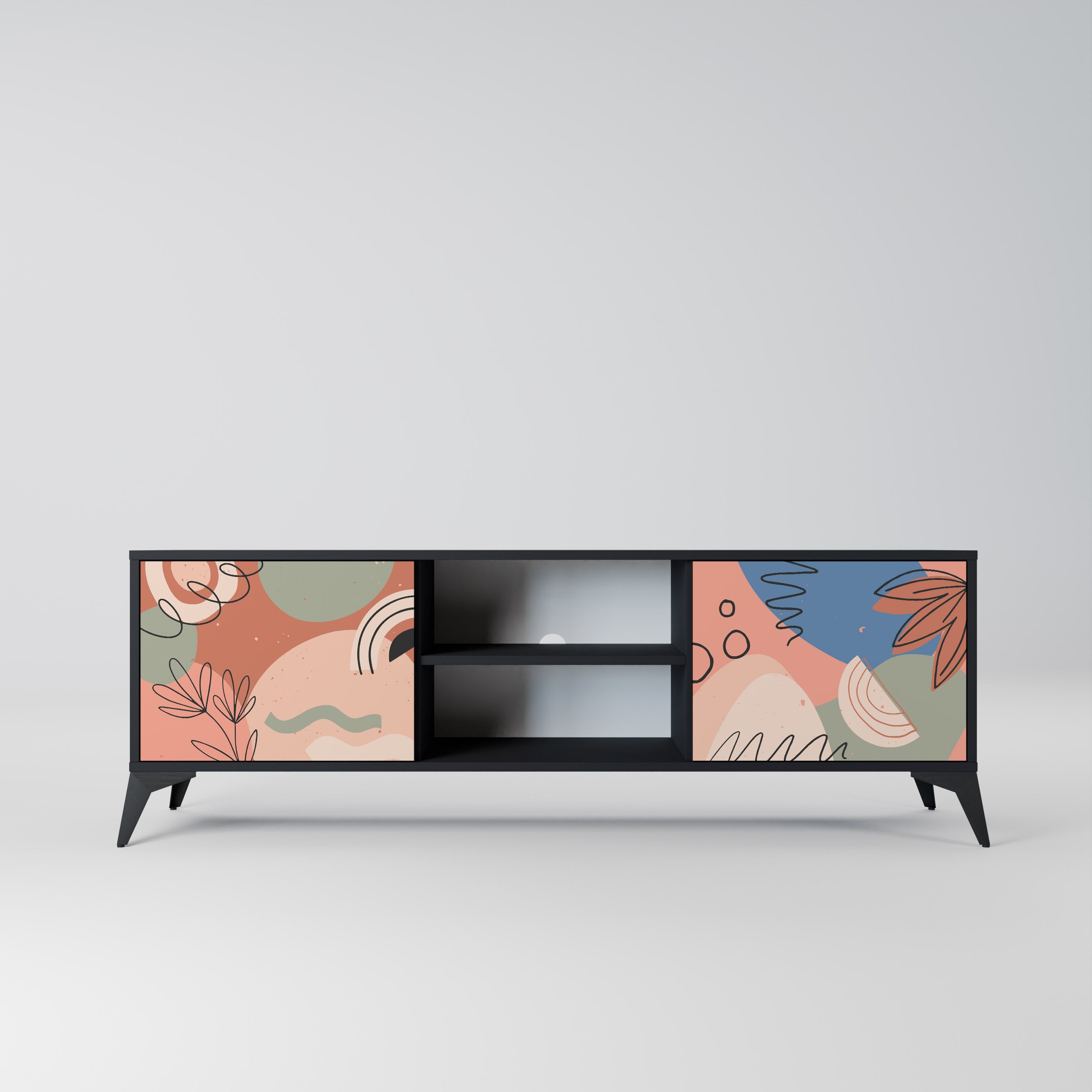 Mueble de TV PASTEL DESTINY de 2 puertas con acabado negro