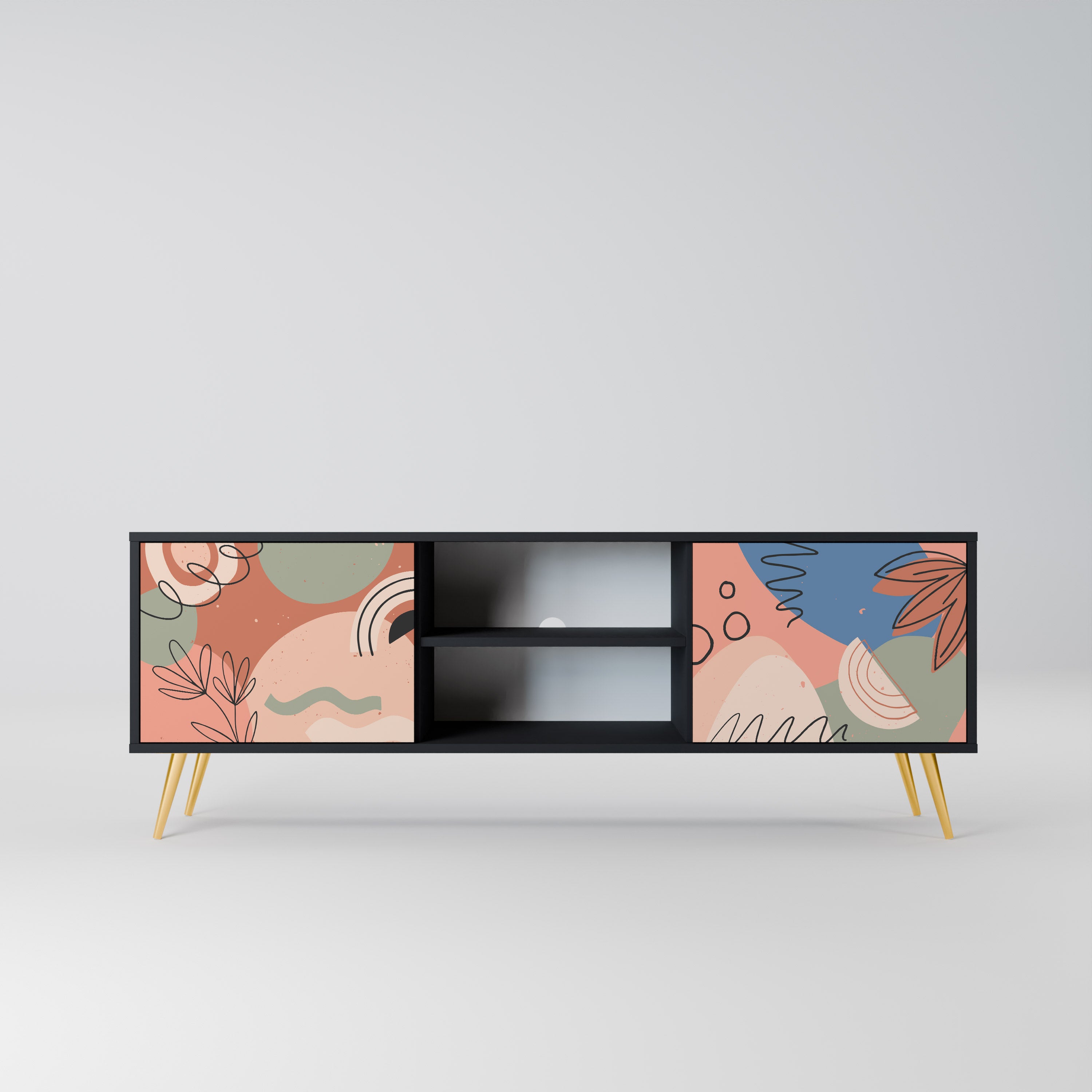 Mueble de TV PASTEL DESTINY de 2 puertas con acabado negro