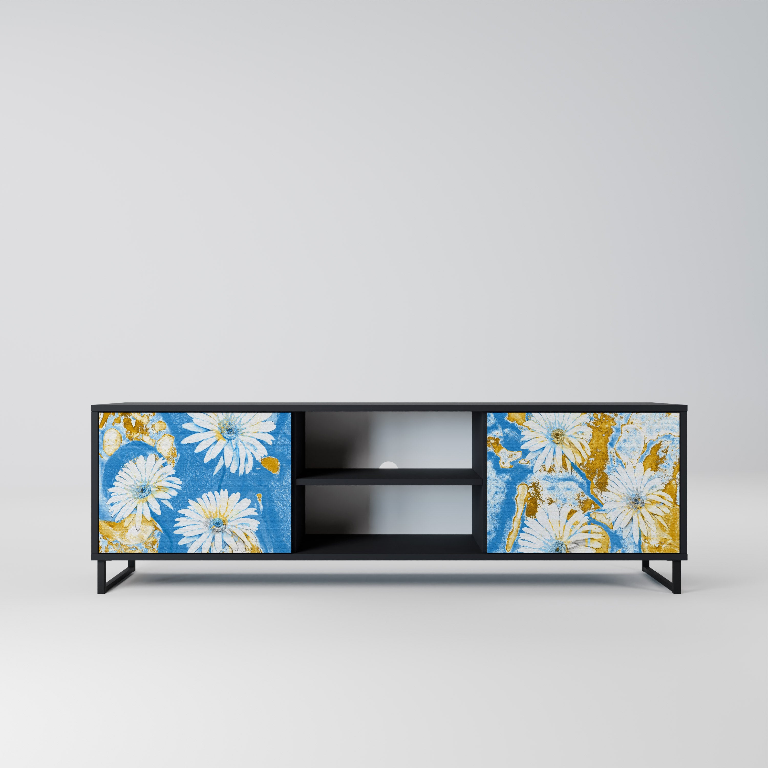 Mueble de TV DAISY LUXE de 2 puertas con acabado negro