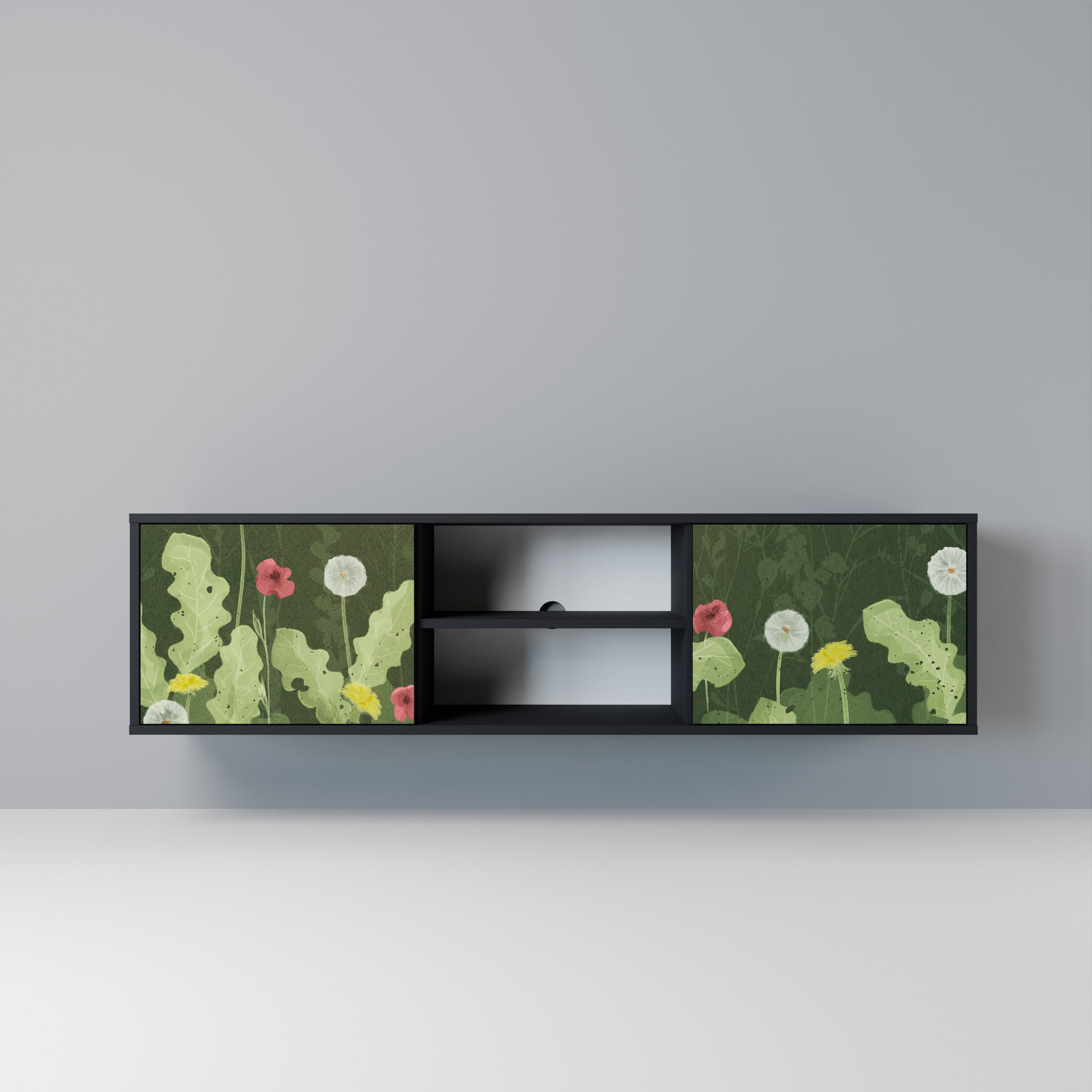 Mueble de TV DANDELION AMUSE de 2 puertas con acabado negro