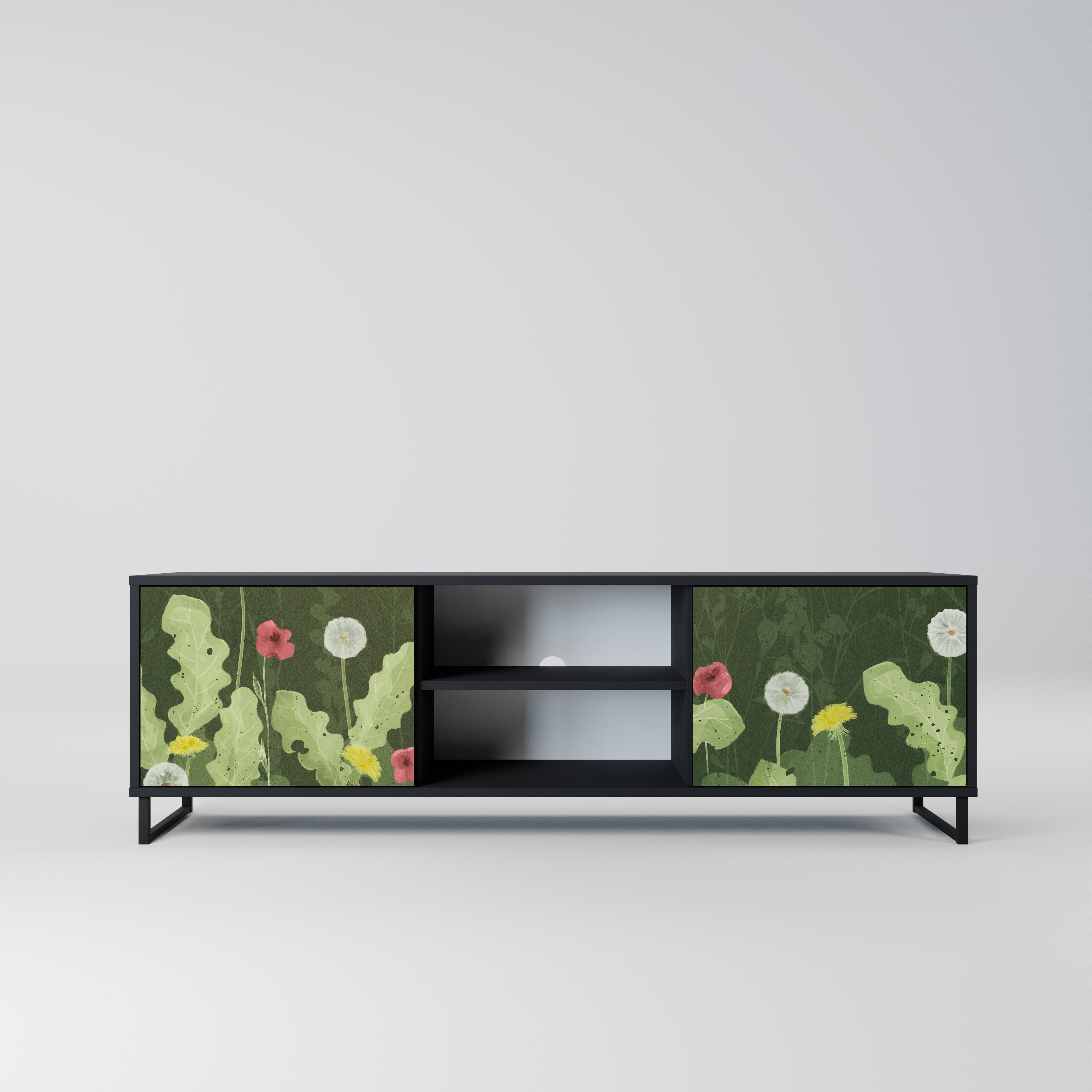 Mueble de TV DANDELION AMUSE de 2 puertas con acabado negro