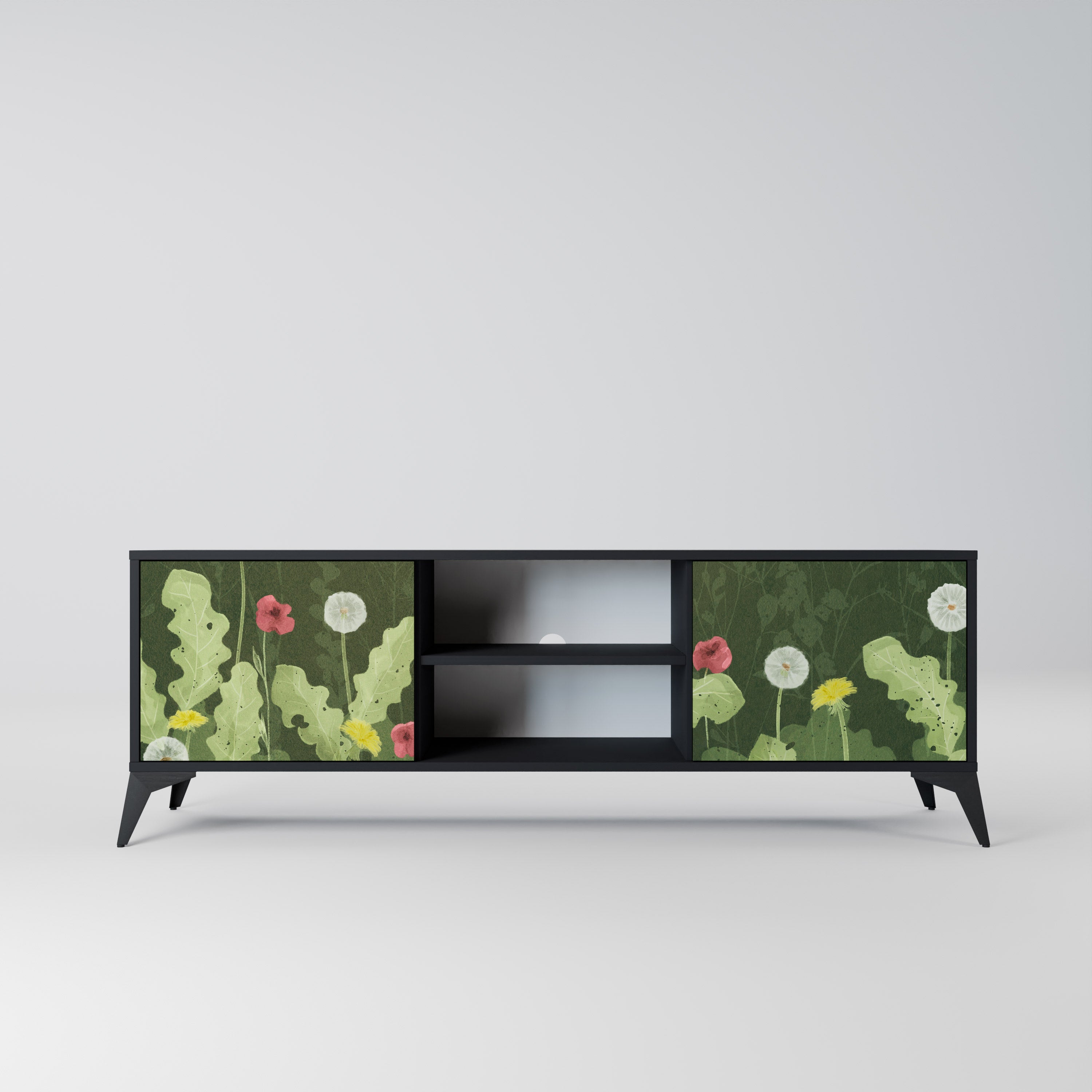 Mueble de TV DANDELION AMUSE de 2 puertas con acabado negro