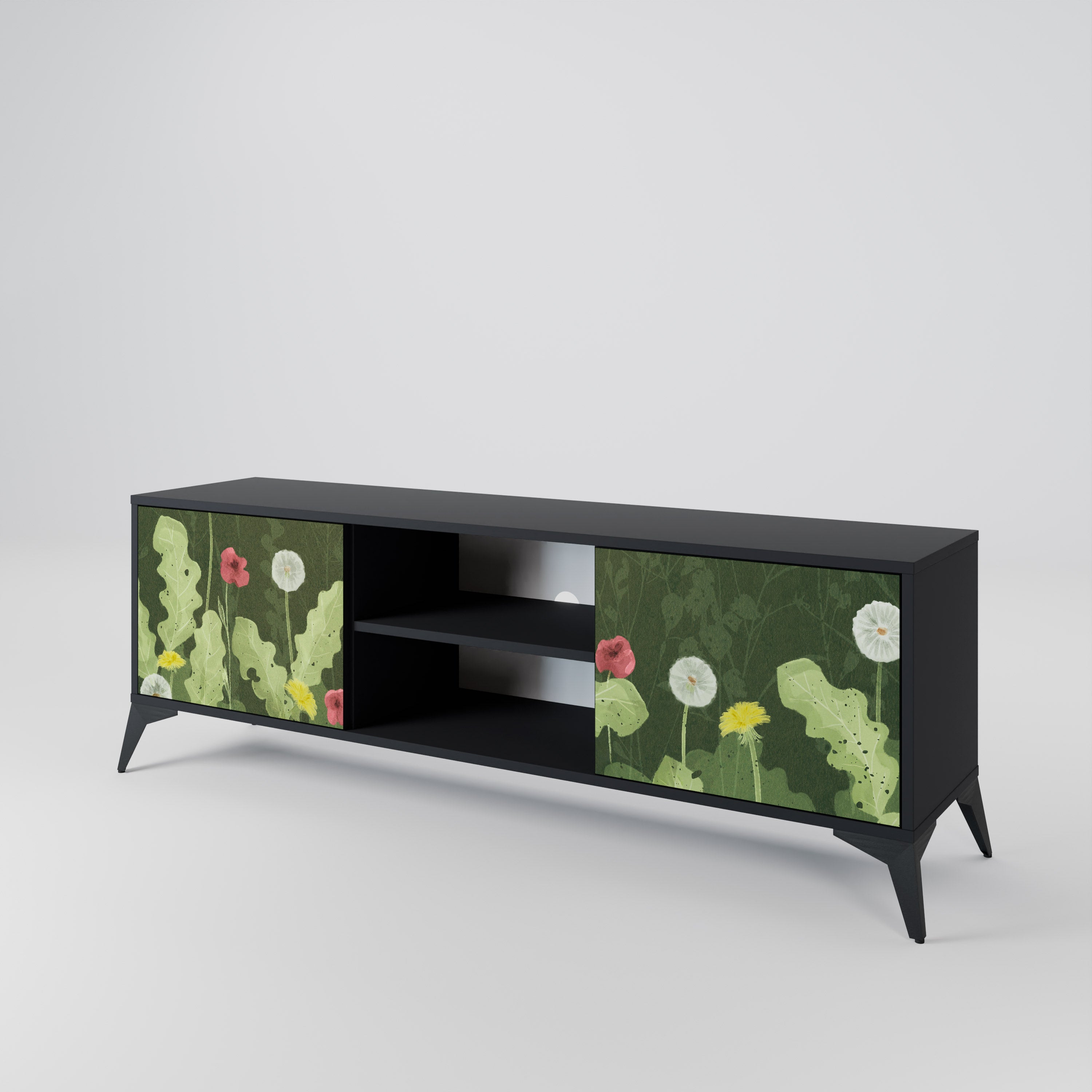 Mueble de TV DANDELION AMUSE de 2 puertas con acabado negro