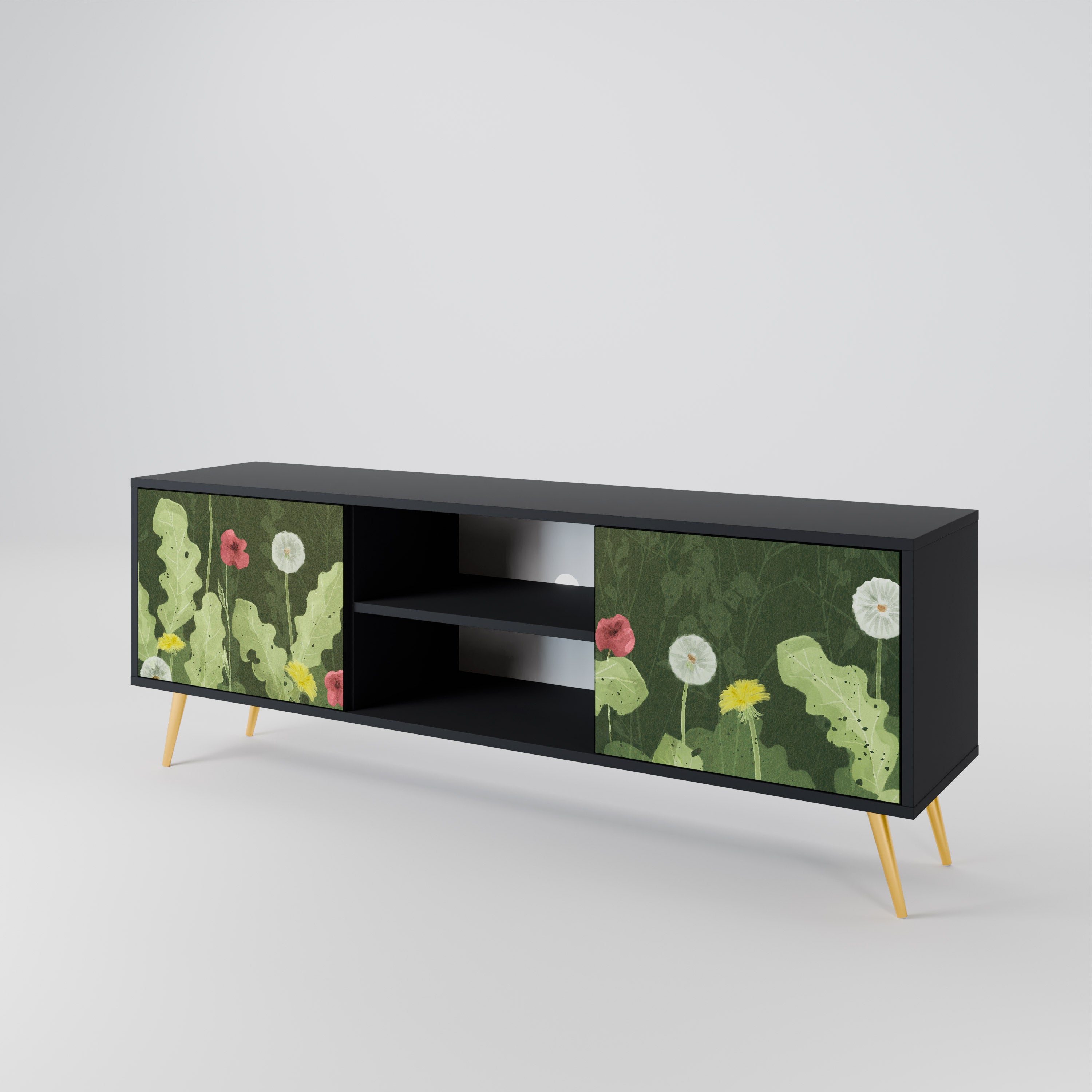 Mueble de TV DANDELION AMUSE de 2 puertas con acabado negro