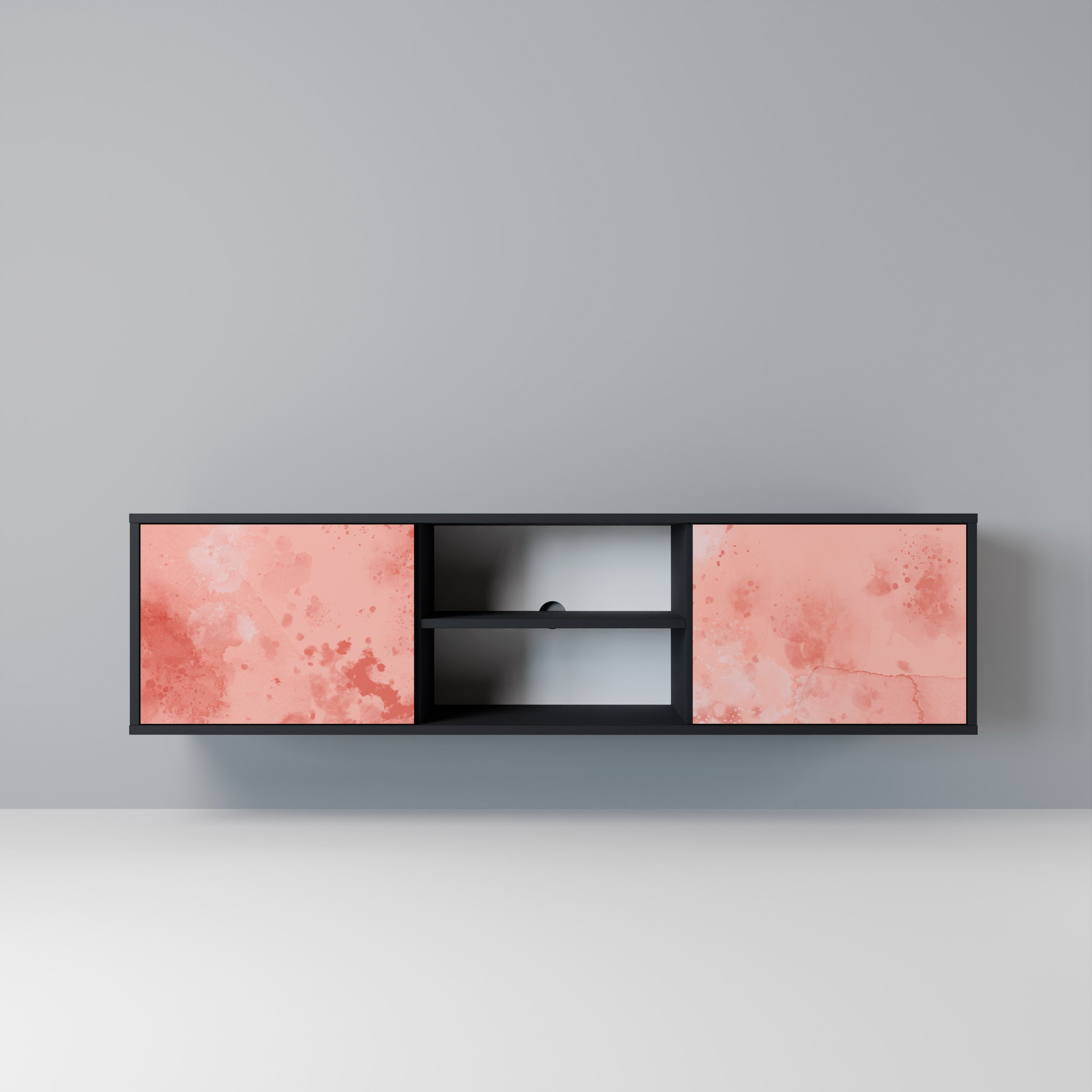 Mueble de TV de 2 puertas CRANE DANCE con acabado negro