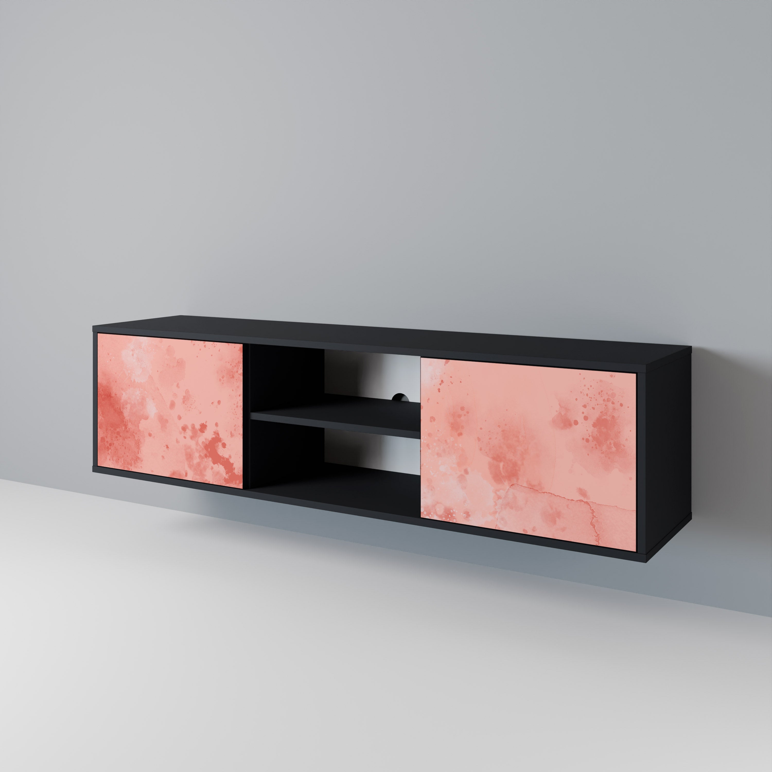 Mueble de TV de 2 puertas CRANE DANCE con acabado negro