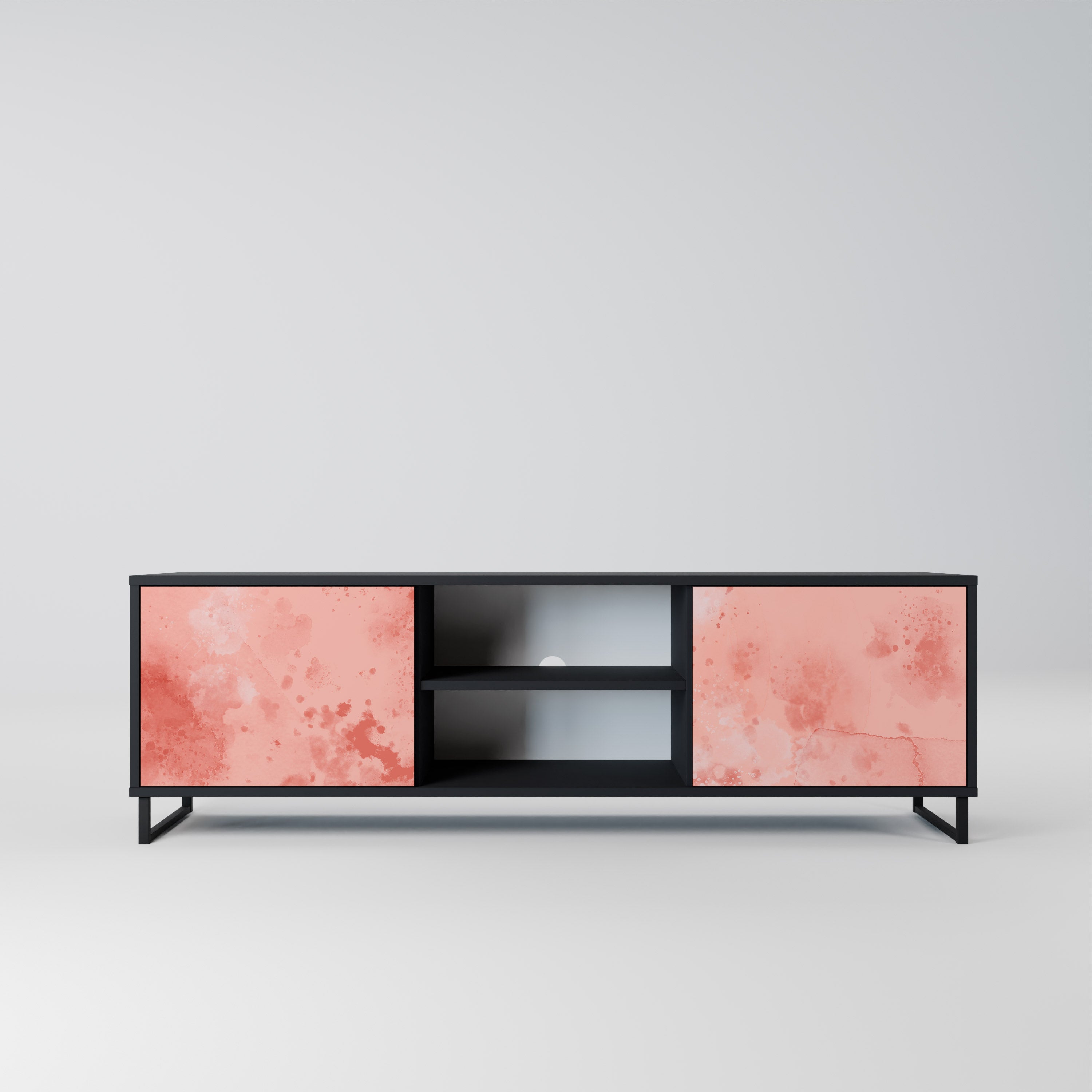 Mueble de TV de 2 puertas CRANE DANCE con acabado negro