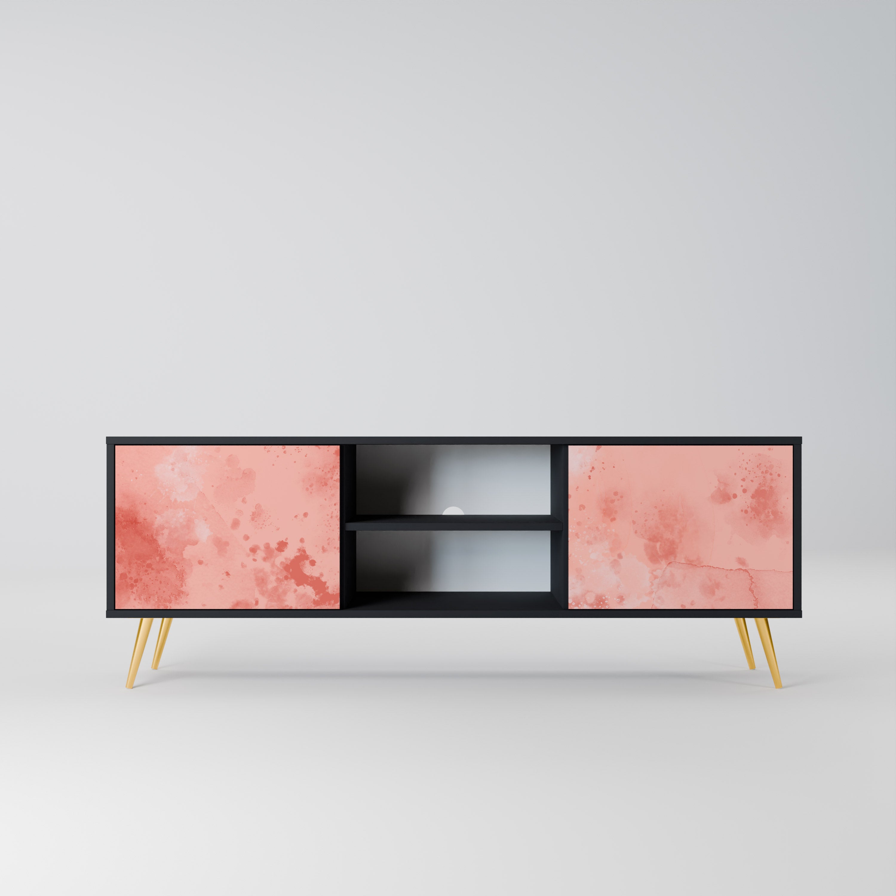 Mueble de TV de 2 puertas CRANE DANCE con acabado negro