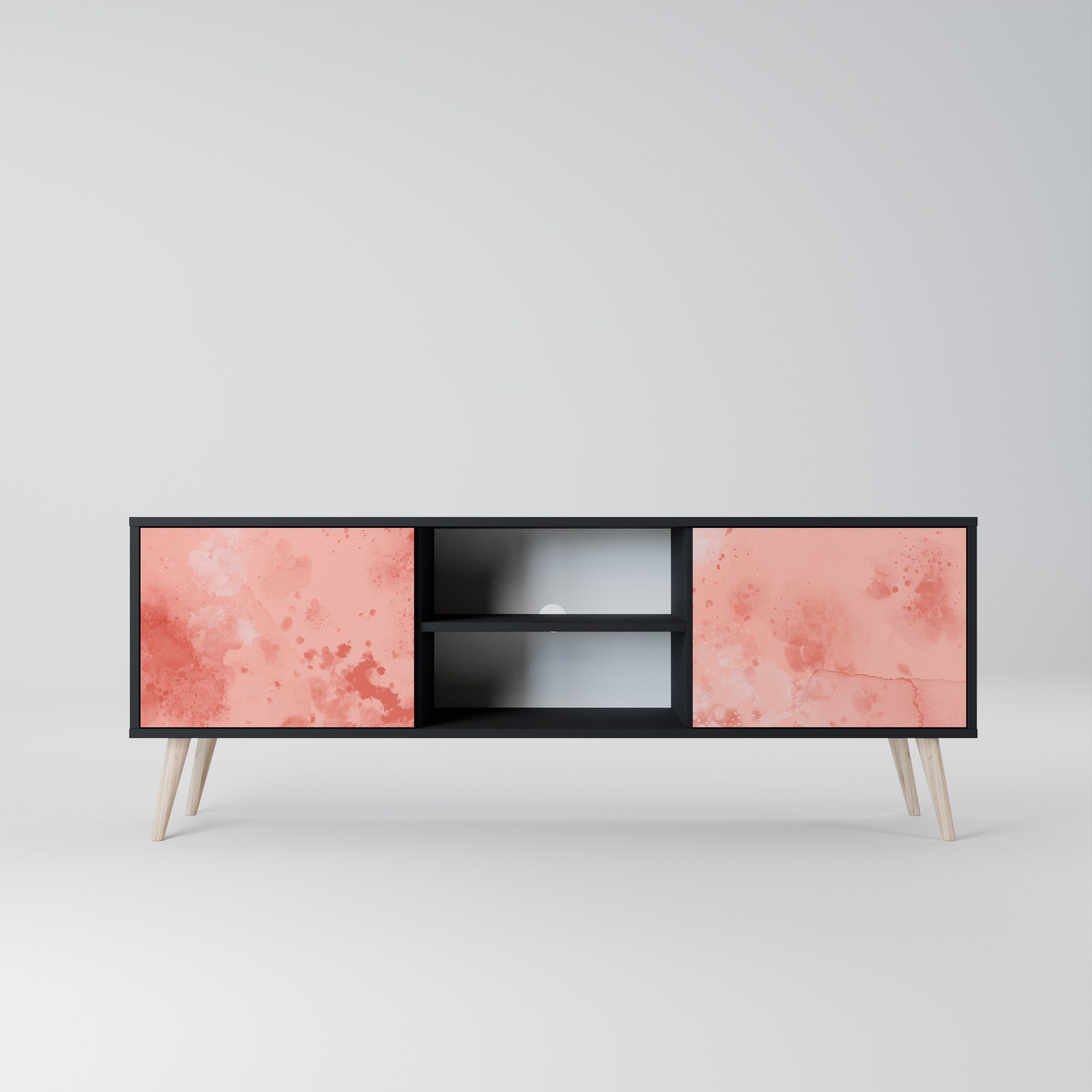 Mueble de TV de 2 puertas CRANE DANCE con acabado negro