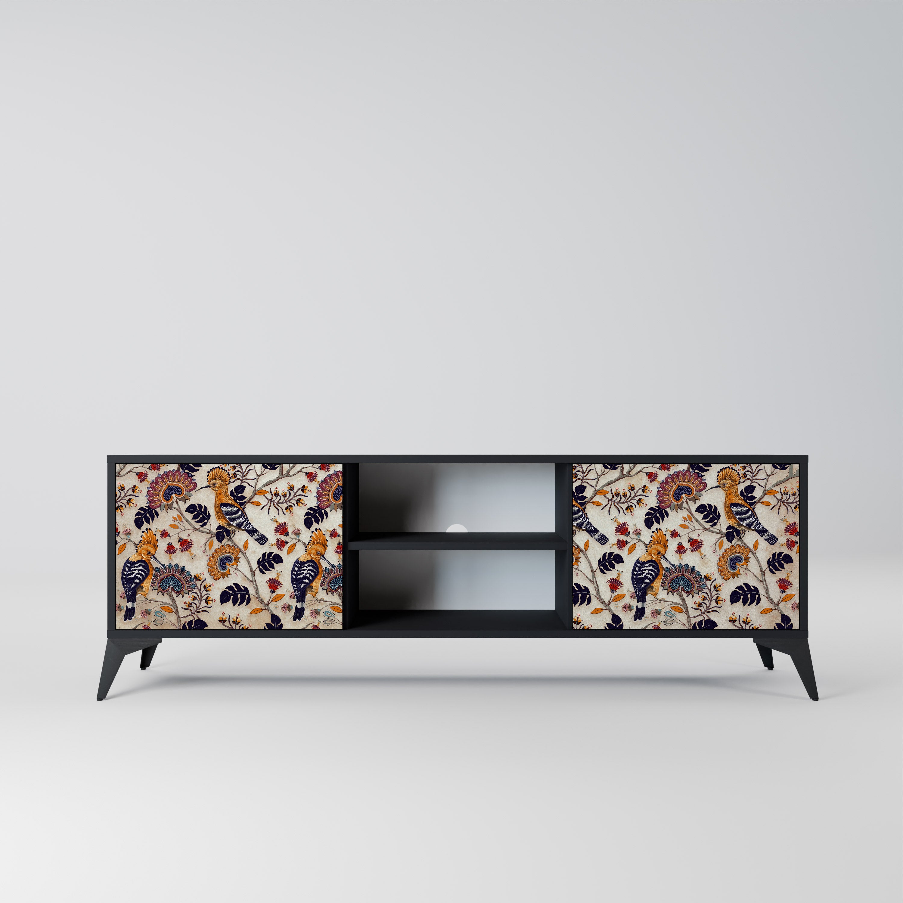 Mueble de TV EMINENT HOOPOE de 2 puertas con acabado negro