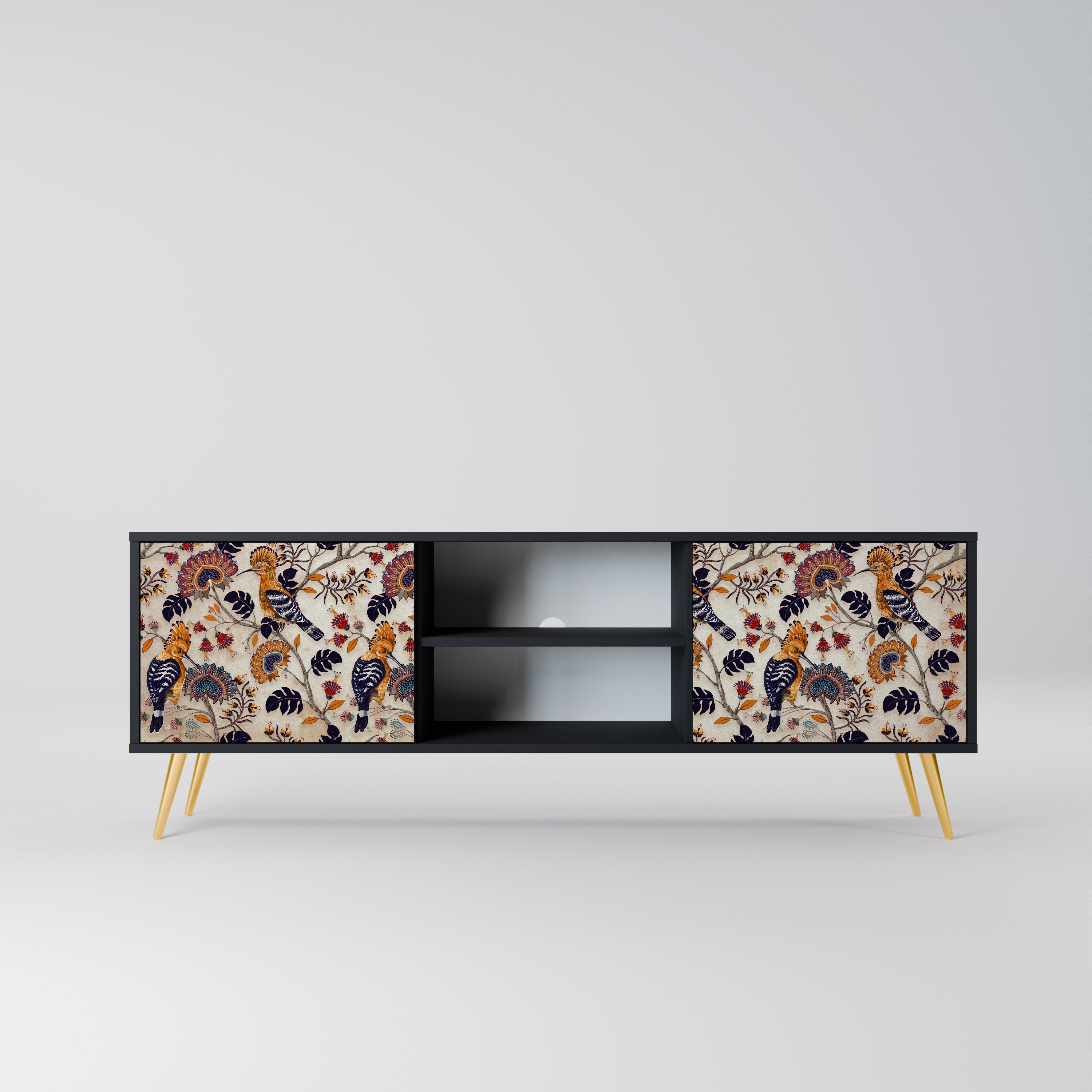 Mueble de TV EMINENT HOOPOE de 2 puertas con acabado negro