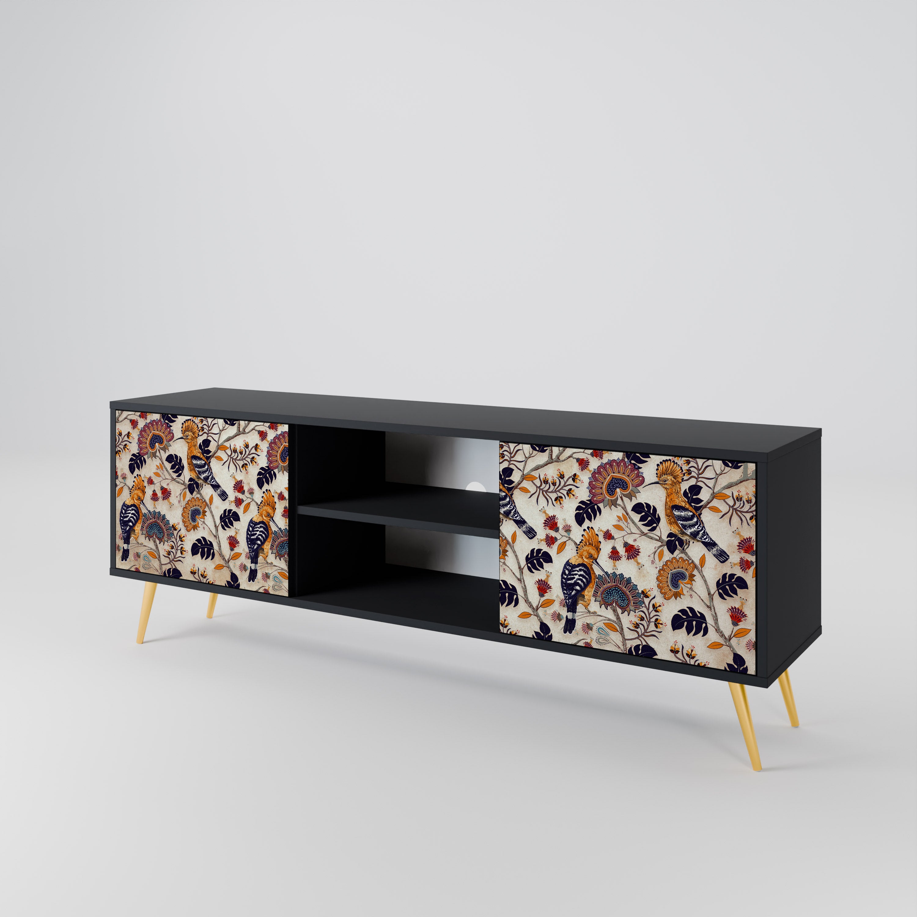 Mueble de TV EMINENT HOOPOE de 2 puertas con acabado negro