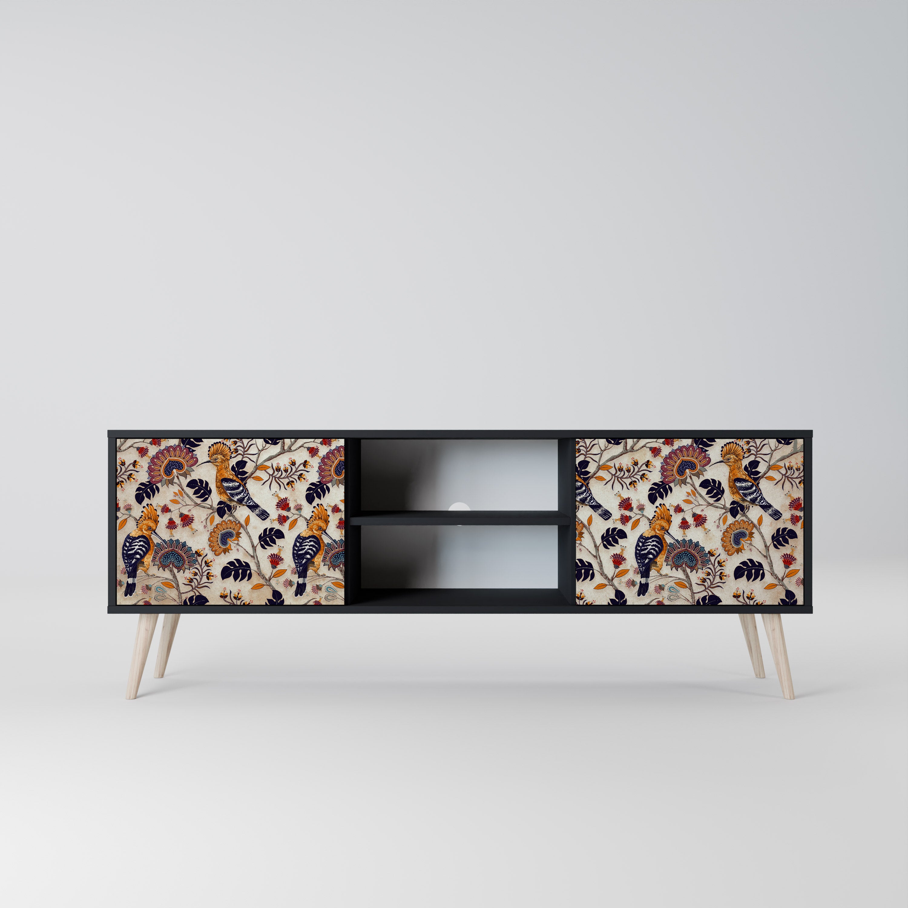 Mueble de TV EMINENT HOOPOE de 2 puertas con acabado negro