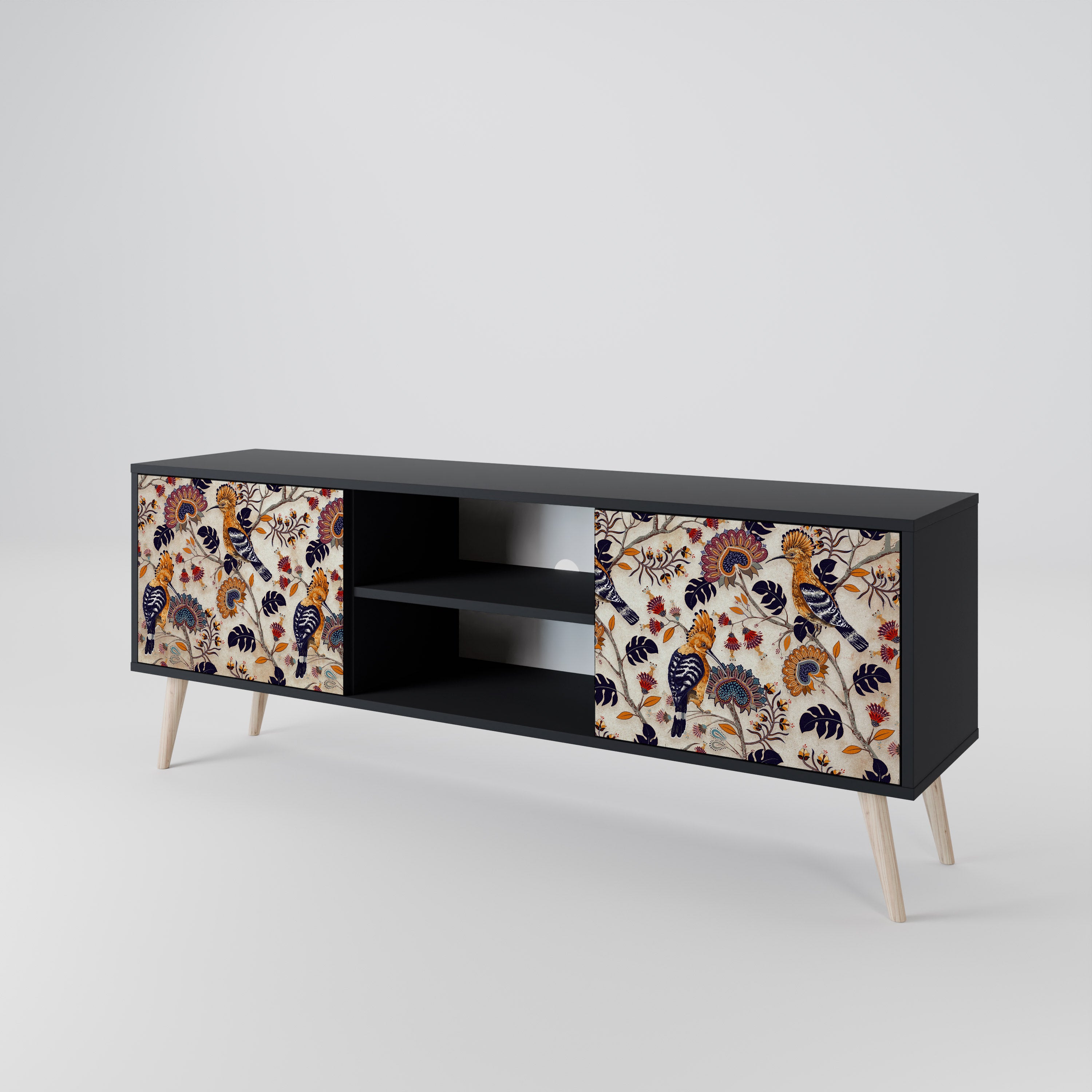 Mueble de TV EMINENT HOOPOE de 2 puertas con acabado negro