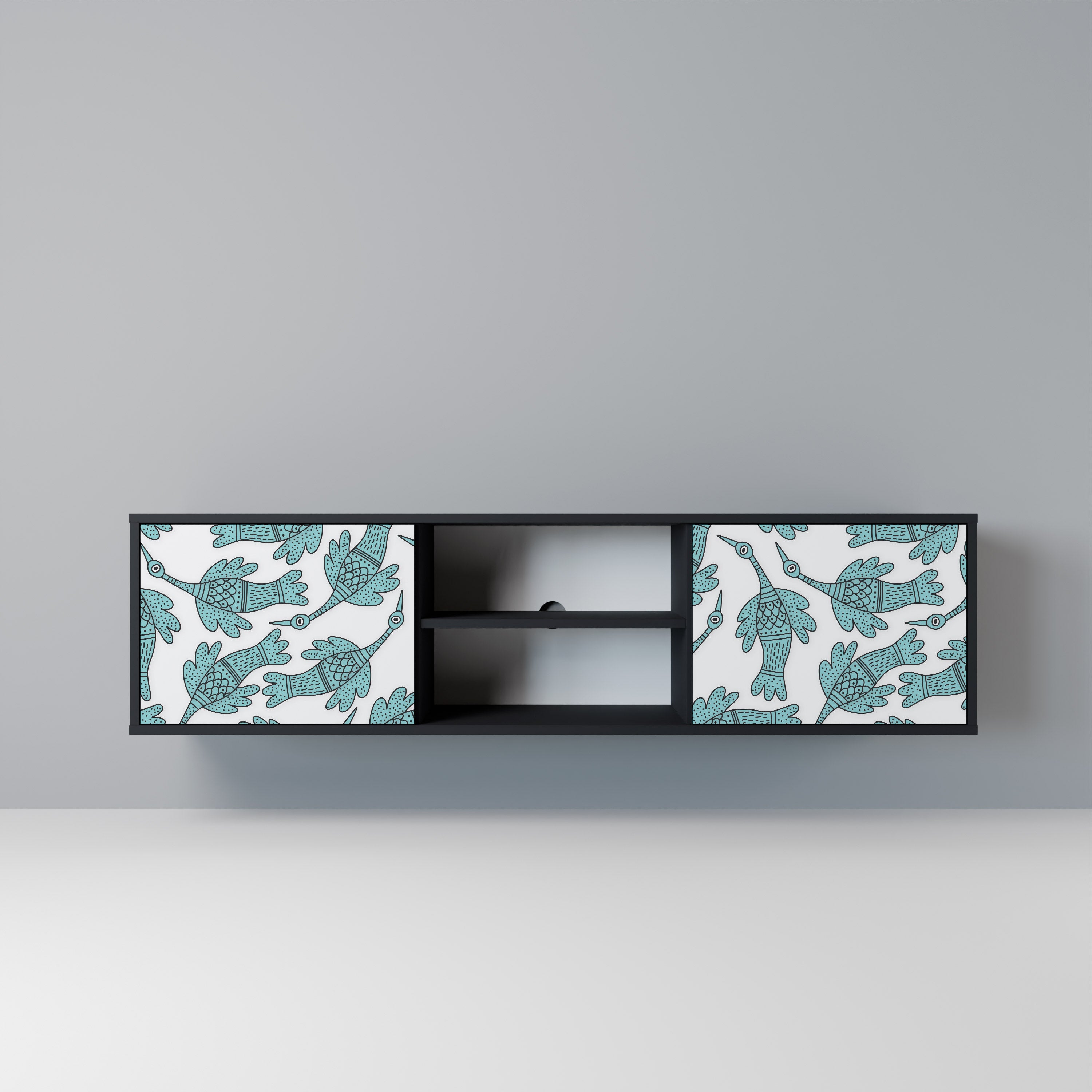 Mueble para TV de 2 puertas WATERSPOUT SONGIBIRD con acabado negro