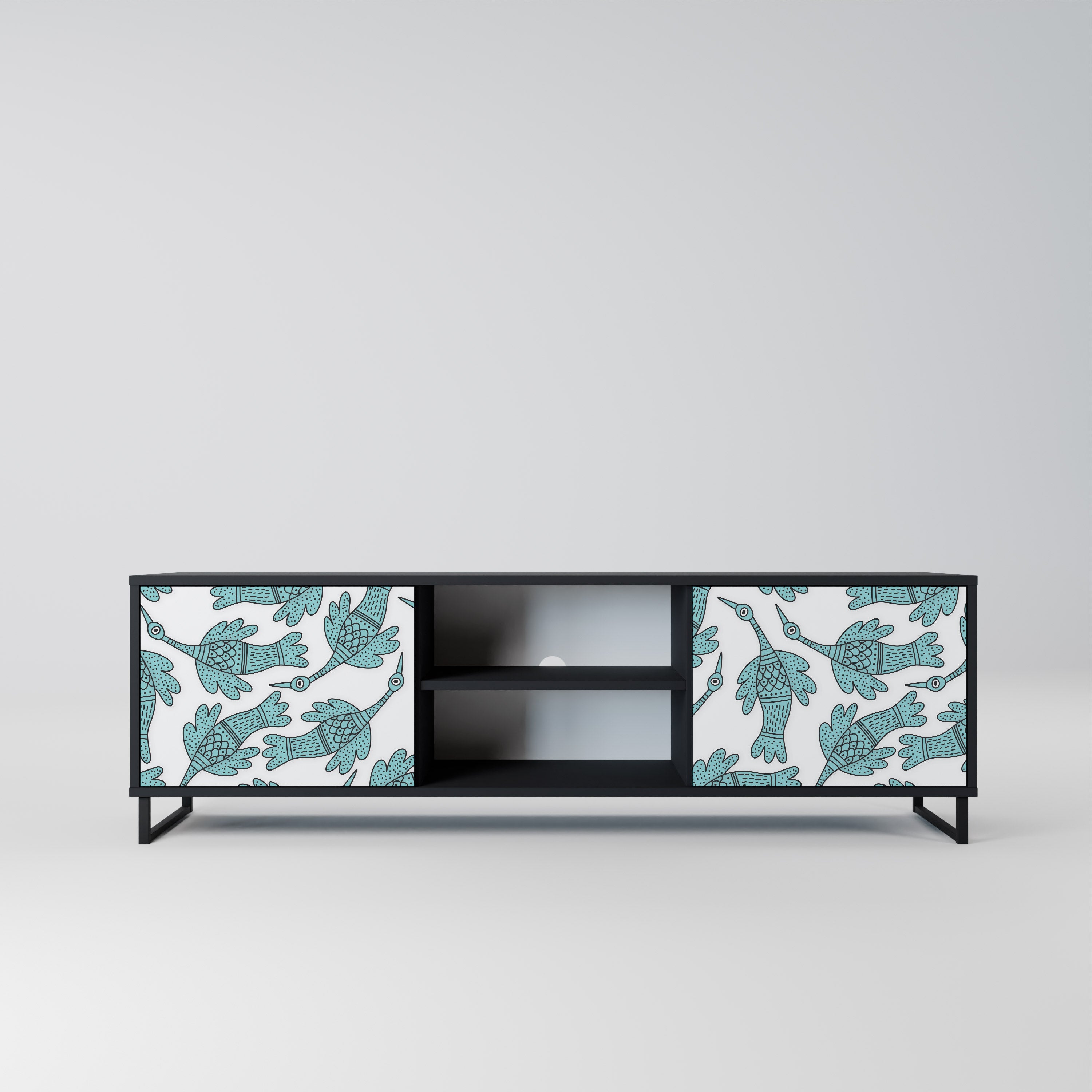 Mueble para TV de 2 puertas WATERSPOUT SONGIBIRD con acabado negro