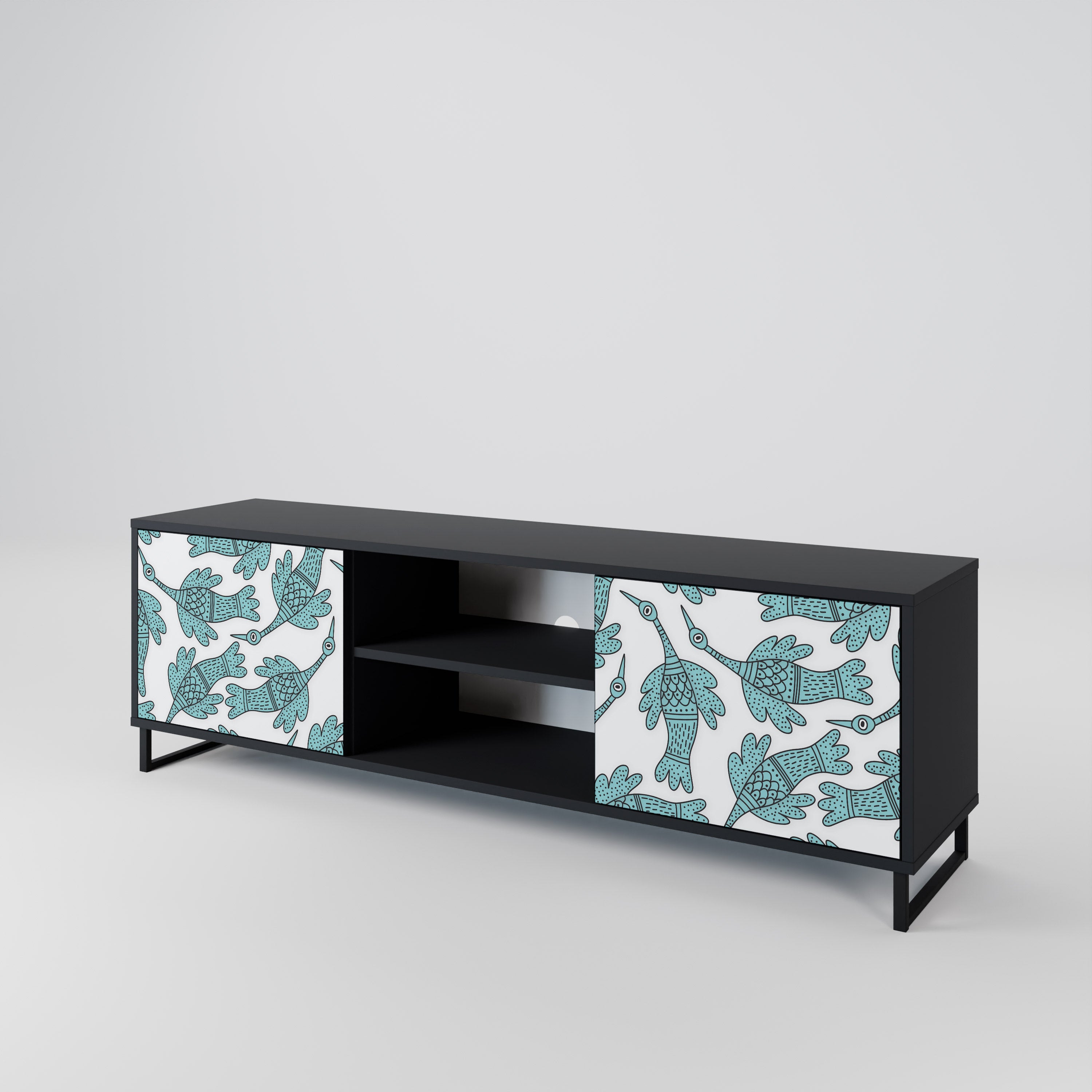 Mueble para TV de 2 puertas WATERSPOUT SONGIBIRD con acabado negro