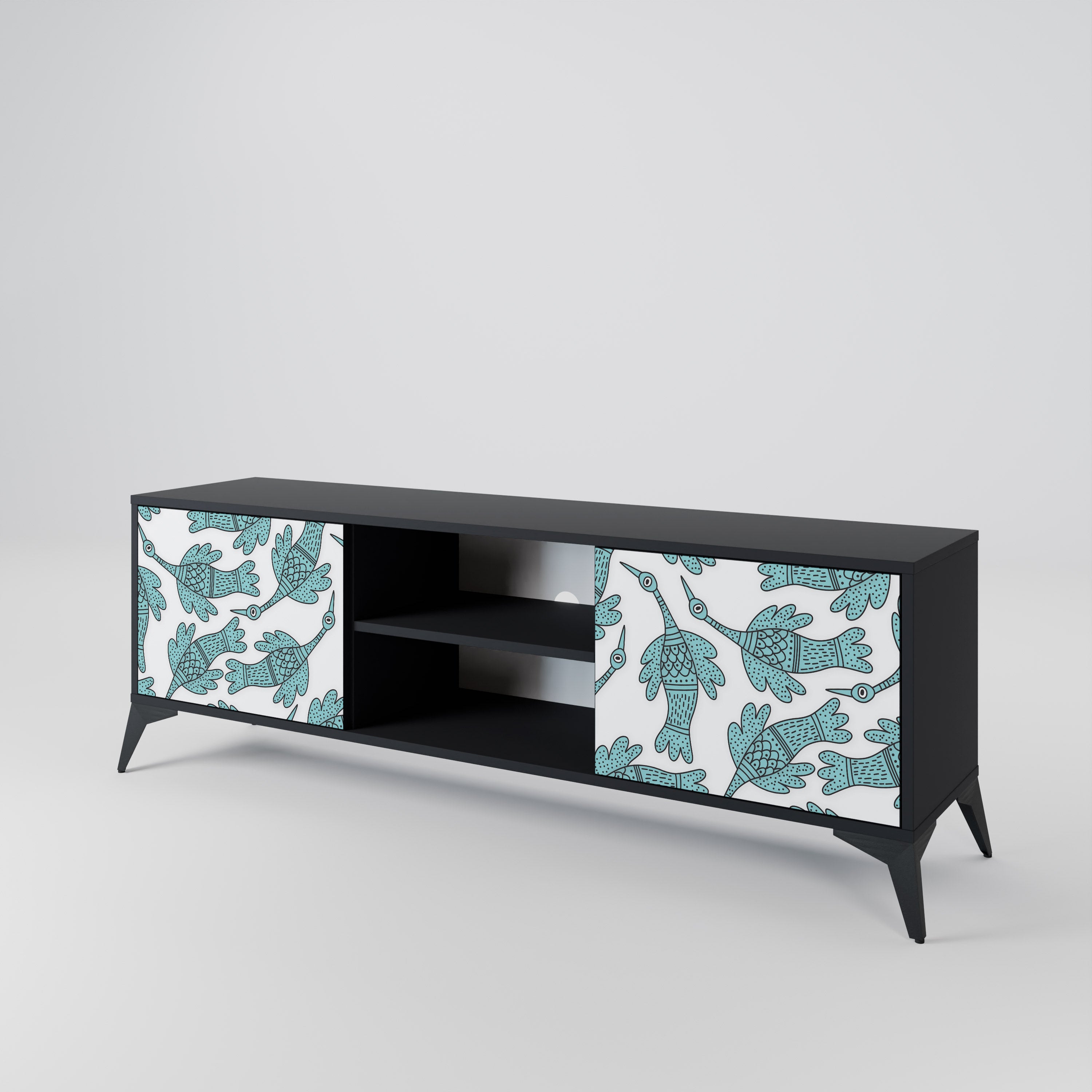 Mueble para TV de 2 puertas WATERSPOUT SONGIBIRD con acabado negro